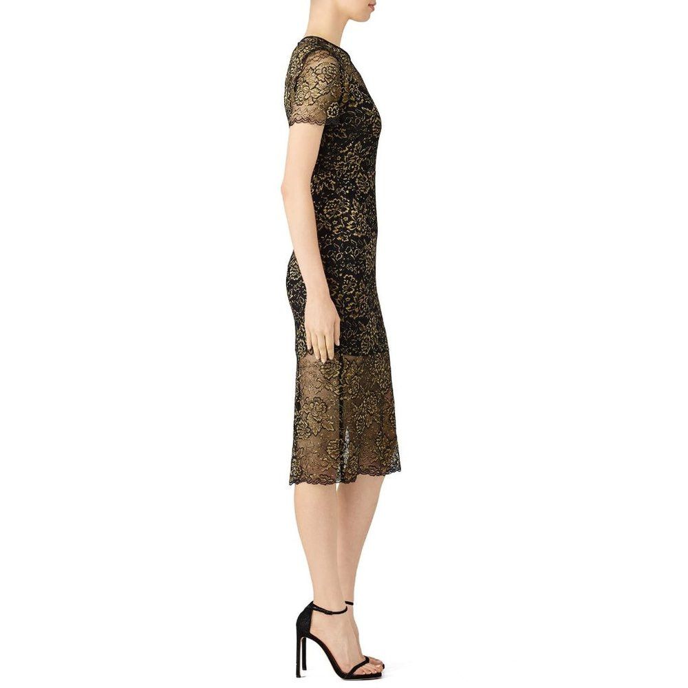 Diane von Furstenberg $468 Diane von Furstenberg Black Gold Sheath Dress Size 2 Size XS / US 0-2 / IT 36-38 - 3 Thumbnail