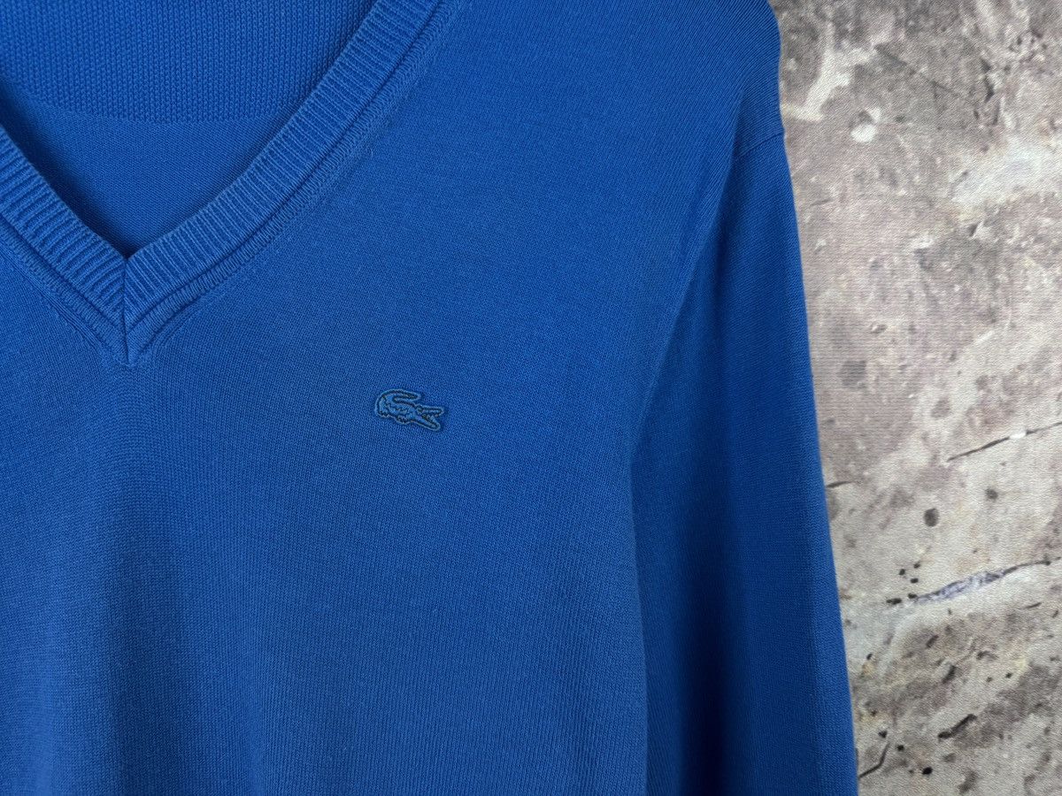 Lacoste Lacoste Blue V-Neck Cotton Sweater with Crocodile Logo Size US L / EU 52-54 / 3 - 5 Thumbnail