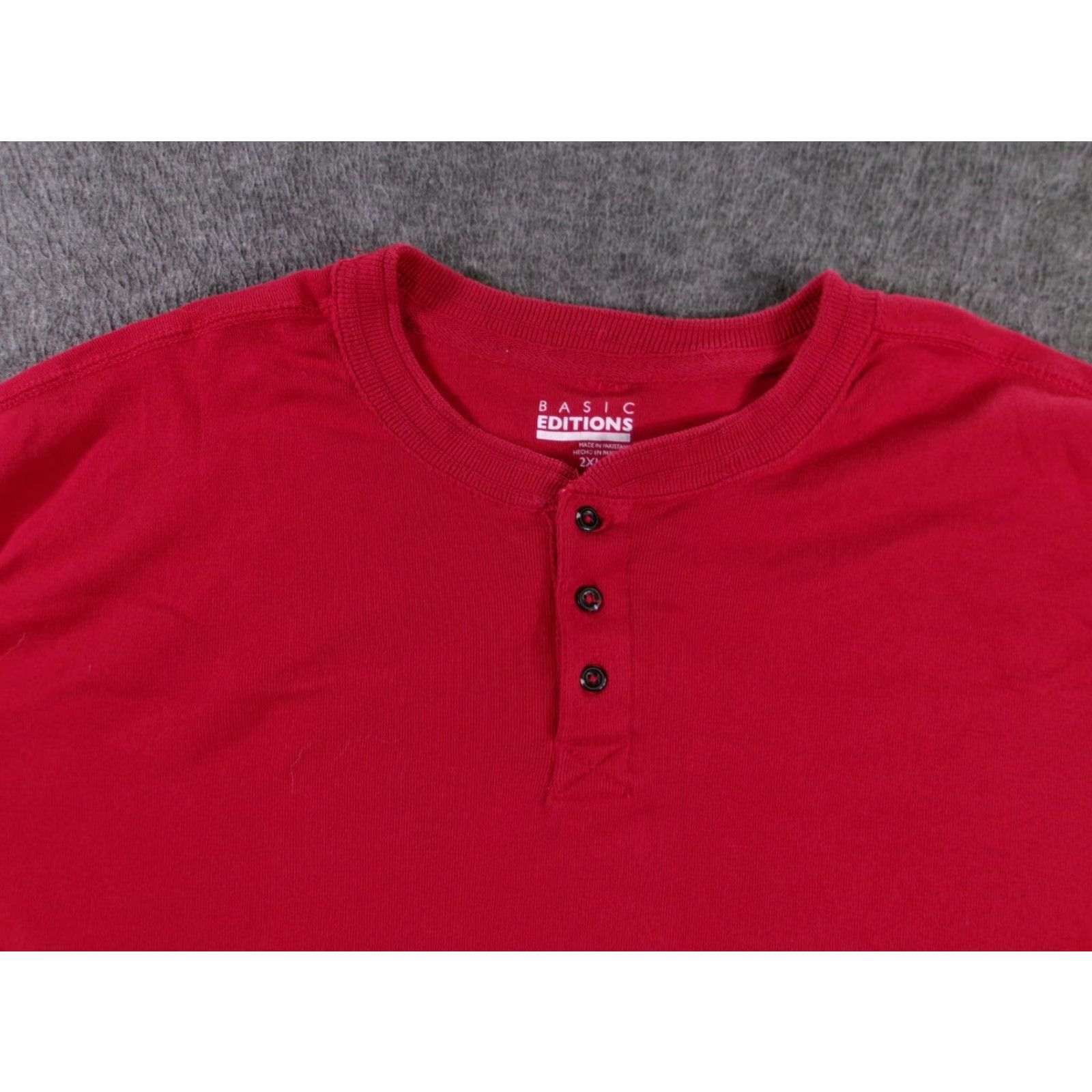 Basic Editions VINTAGE Basic Editions Shirt Men 2XL Red Henley Long Sleeve Classic Outdoor Casual Size US XXL / EU 58 / 5 - 2 Thumbnail