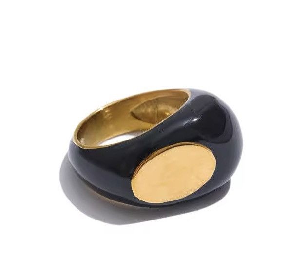 Jewelry × Vintage Black Enamel Unique Ring (Size 6,7,8,9) Size ONE SIZE - 2 Thumbnail