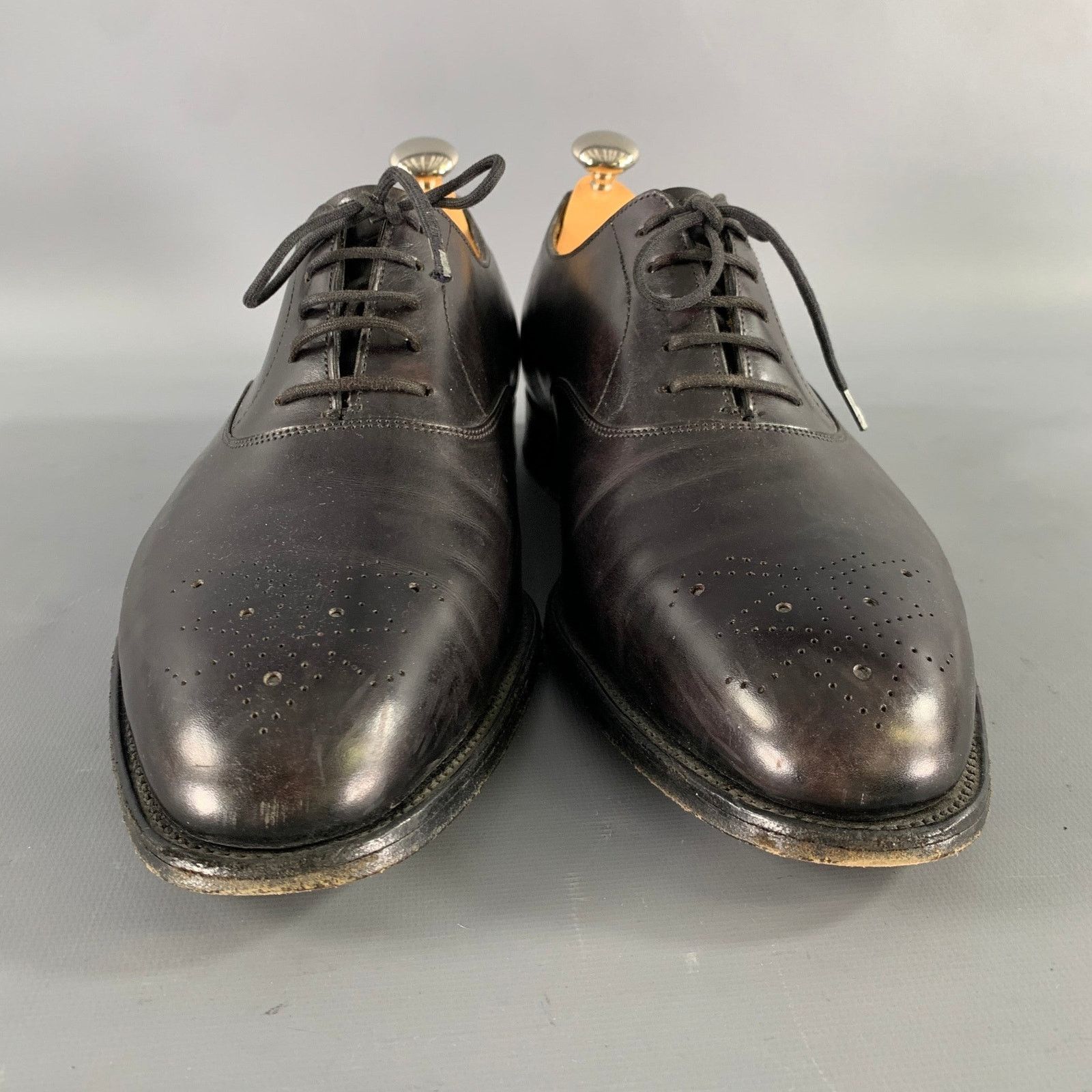 John Lobb JOHN LOBB Black Perforated Leather Pointed Toe Lace Up Shoes Size US 9 / EU 42 - 4 Thumbnail