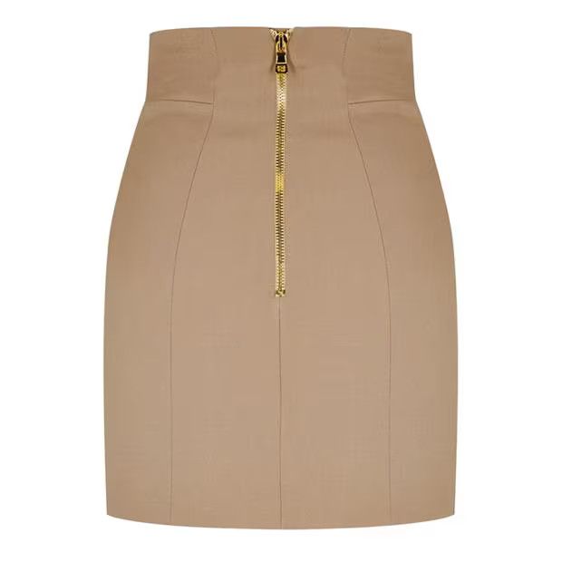 Balmain o1g2r1mq0924 Button Pencil Skirt in Beige Size 29" - 2 Thumbnail