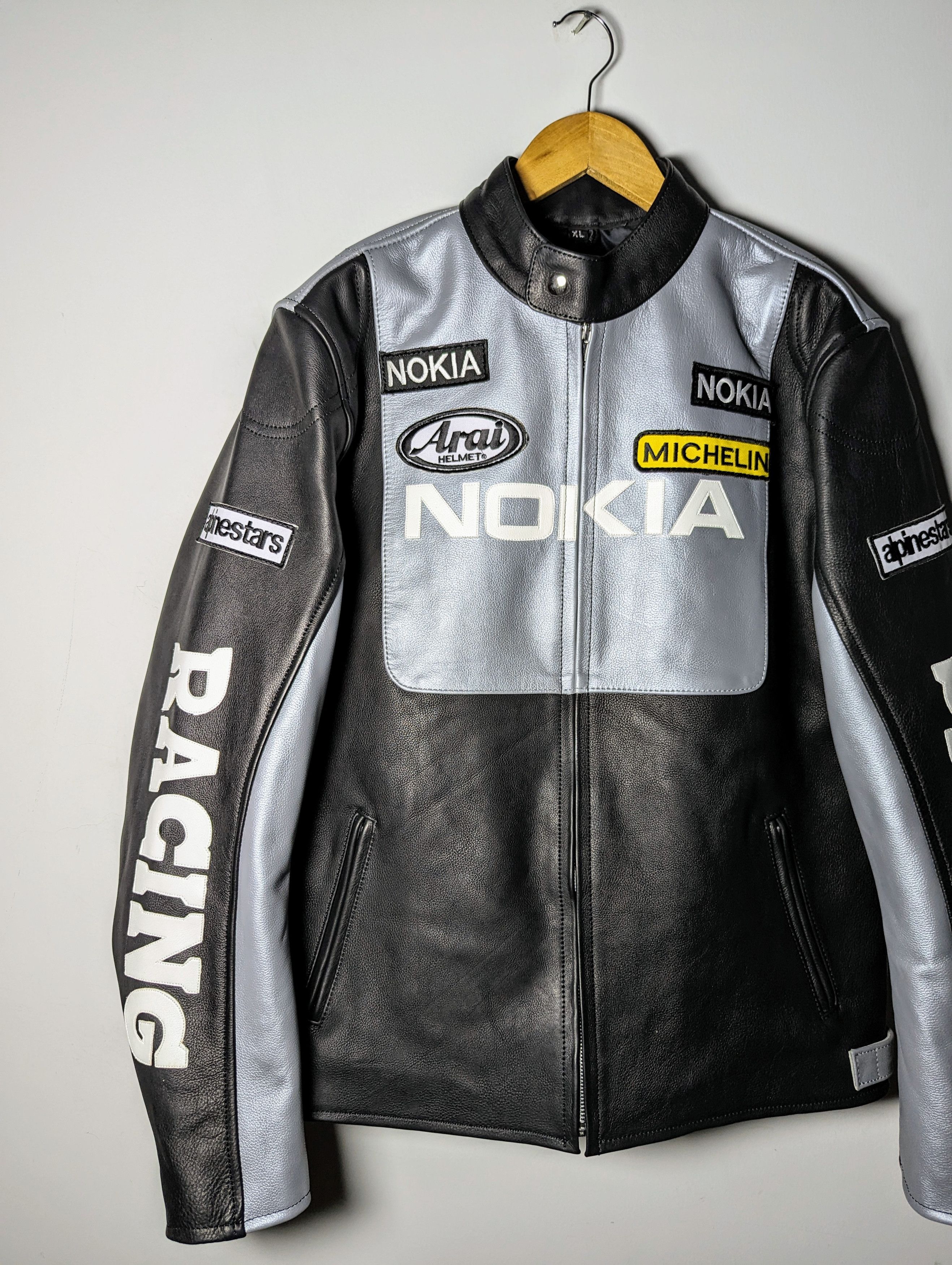 Vintage 💸 Nokia 🔥 VINTAGE RACING LEATHER JACKET Biker Size US XXL / EU 58 / 5 - 4 Thumbnail