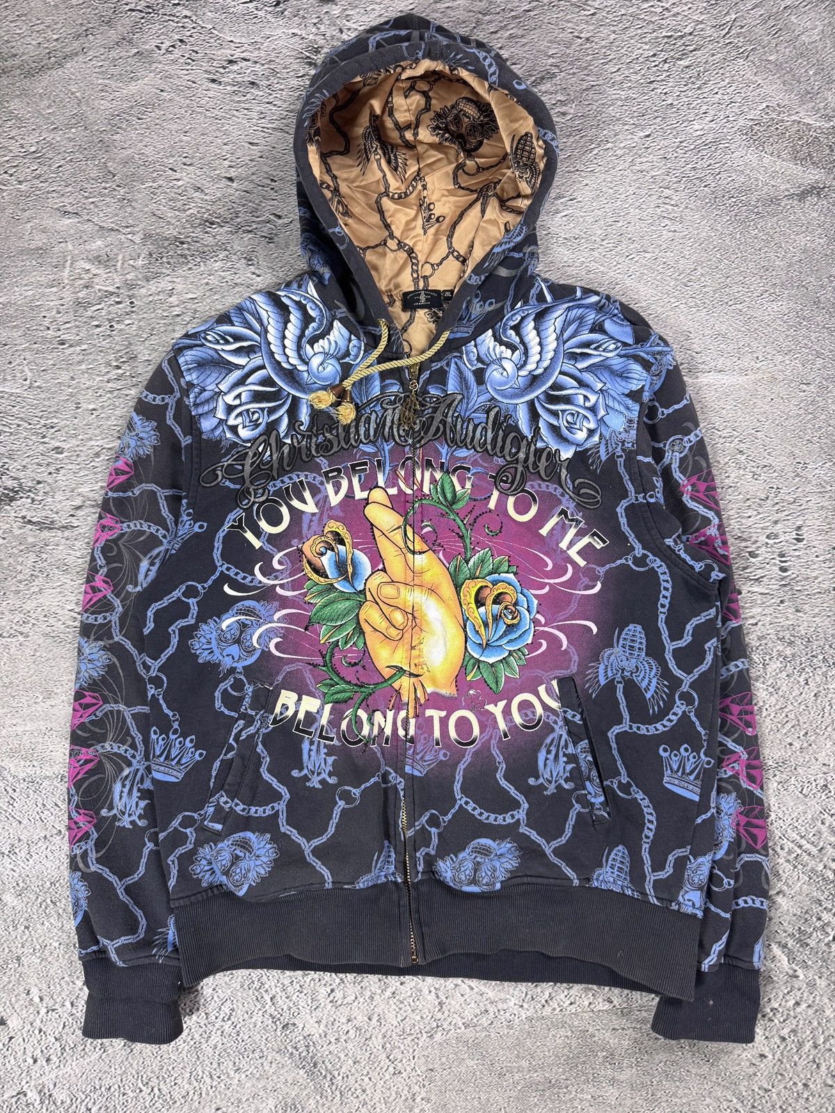 Christian Audigier Christian Audigier gold black vinatage zip hoodie Size US XXL / EU 58 / 5 - 1 Thumbnail