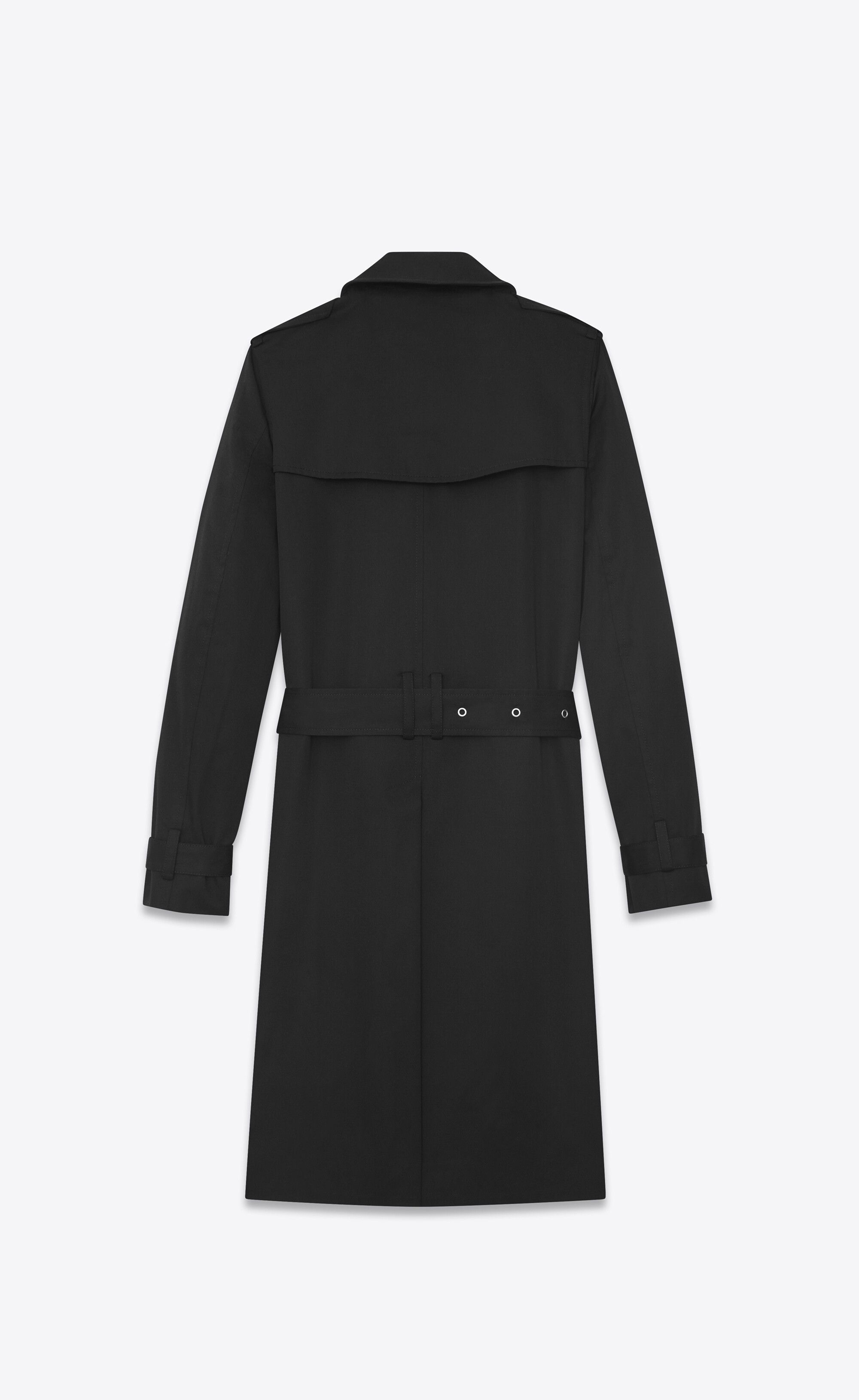 Saint Laurent Paris o1loc1c0225 Trench Coat in Gabardine in Black Size XXS / US 00 / IT 34 - 3 Thumbnail