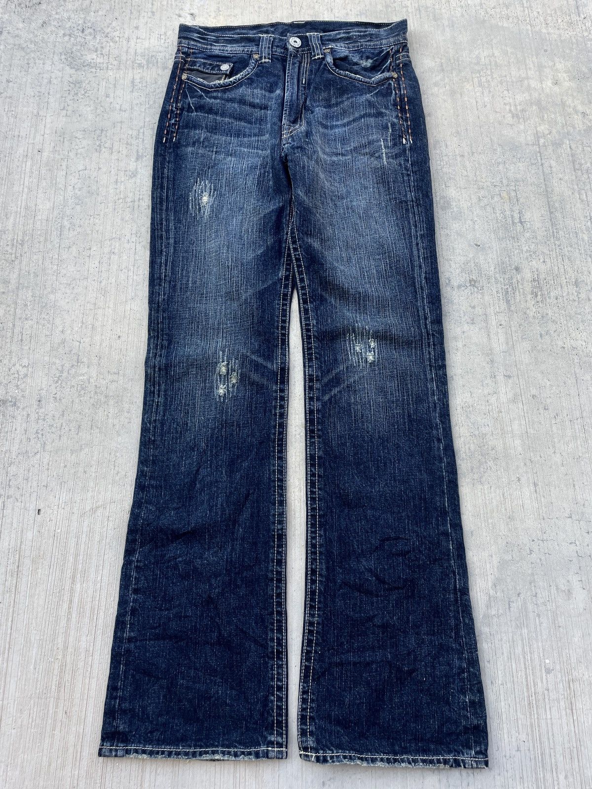 Japanese Brand 2000s JAPANESE BRAND DISTRESSED FLARE JEANS Size US 29 - 1 Thumbnail