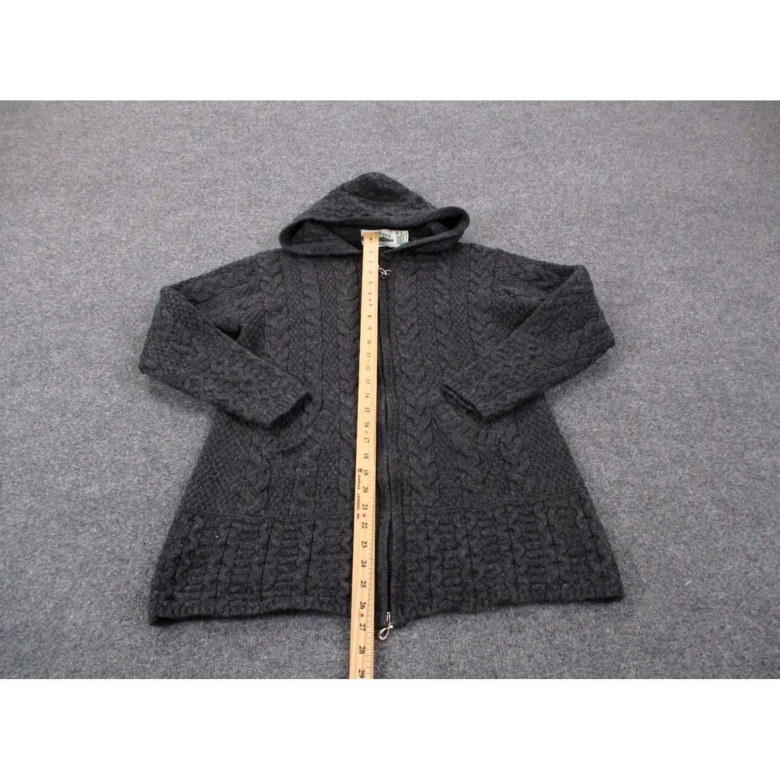 Vintage Aran Crafts Sweater Women M Gray Merino Wool Cable Knit Heavyweight Full Zip Mens Womens Size M / US 6-8 / IT 42-44 - 3 Thumbnail