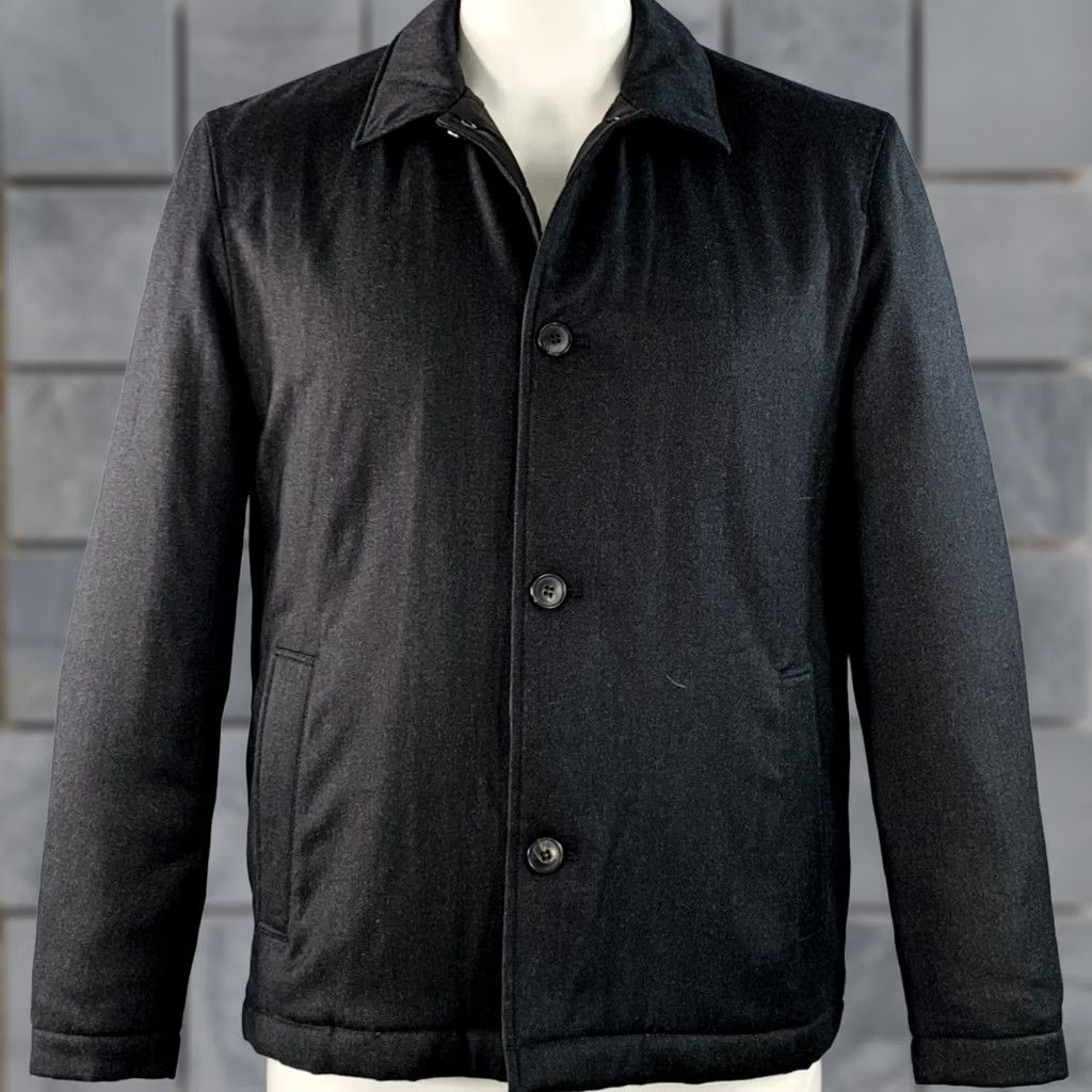 Sunspel SUNSPEL L Grey Charcoal Wool Button Up Coat Men Size US L / EU 52-54 / 3 - 1 Thumbnail