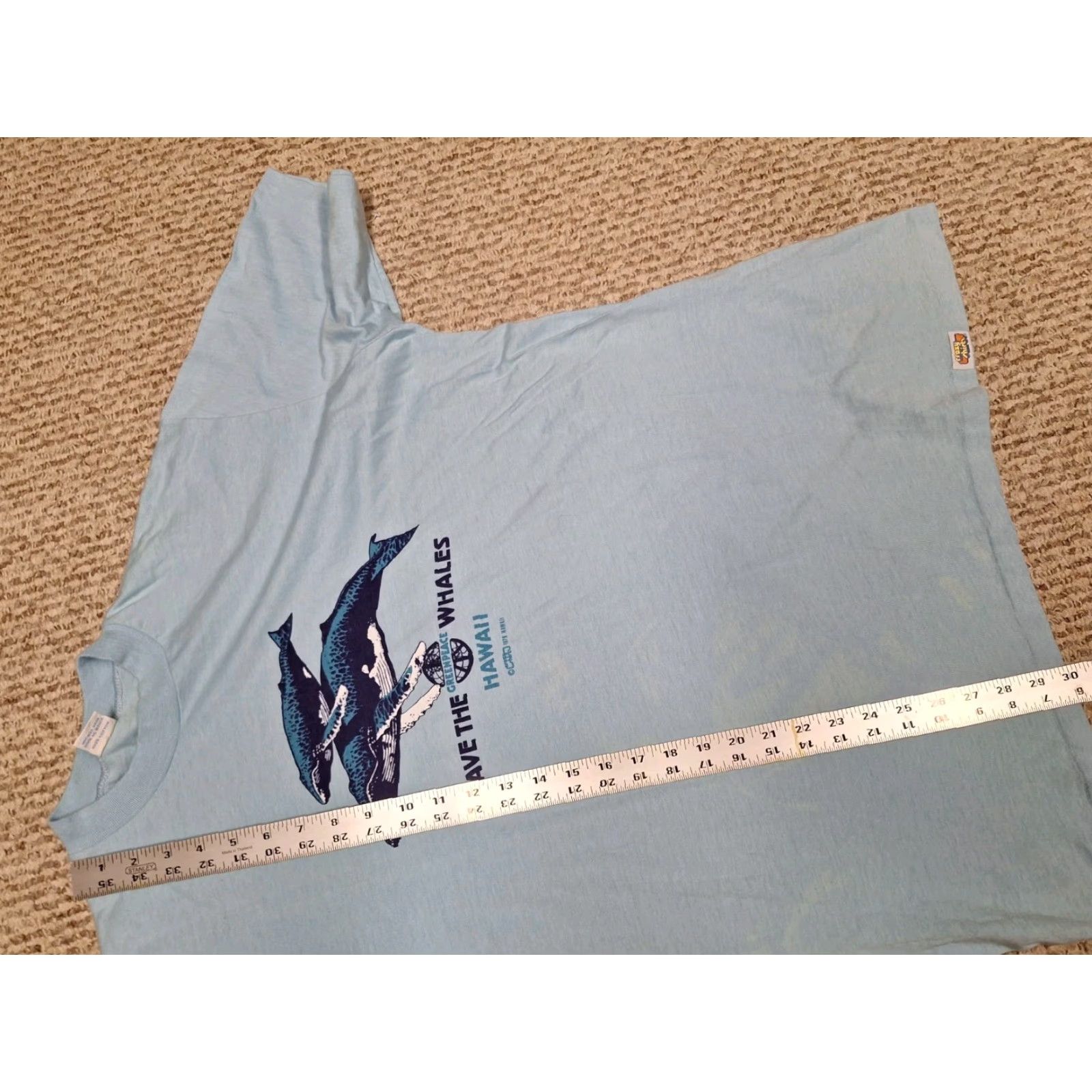 Hanes VINTAGE 70s HANES T-Shirt Unisex Adults XL Crew Neck Short Sleeve Blue Peace Animals Nature 70s Size US XL / EU 56 / 4 - 6 Thumbnail