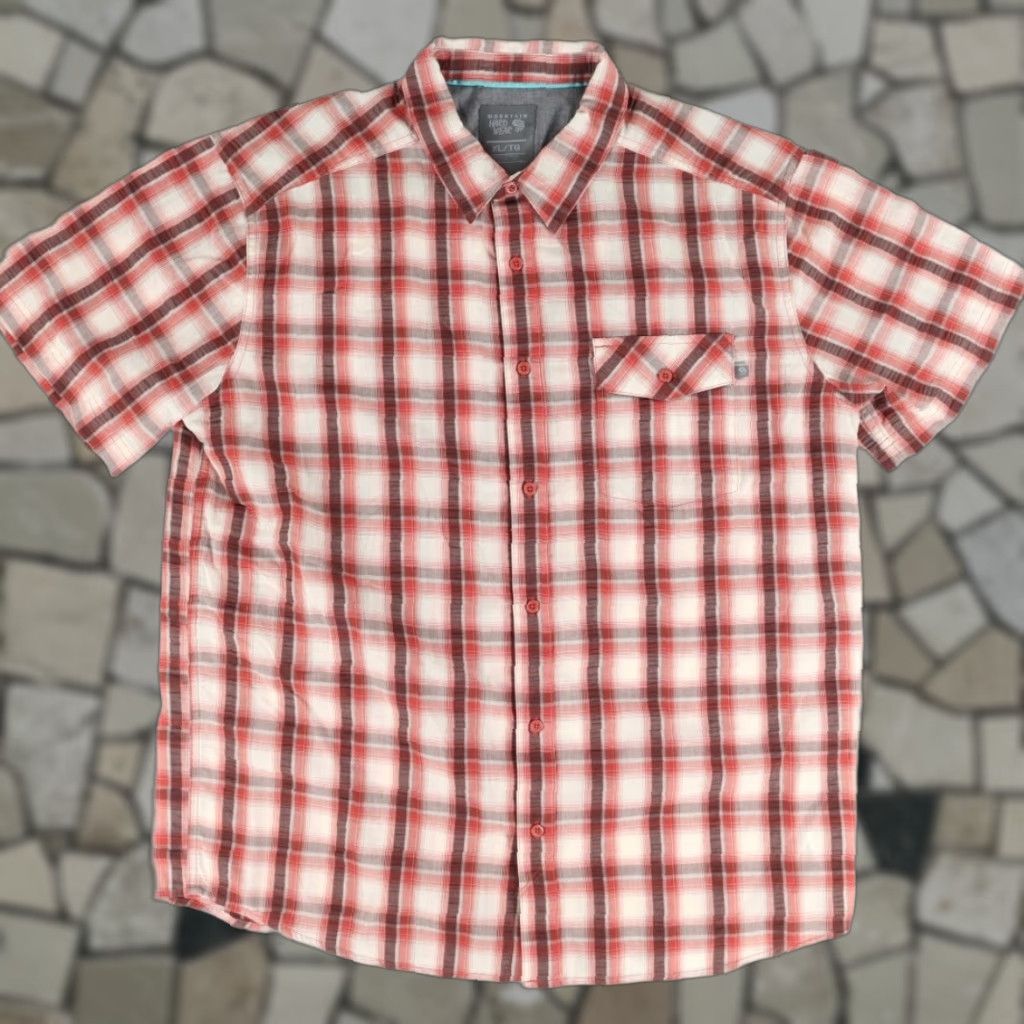 Mountain Hardwear Mountain Hardwear Shirt Red Men's XL Pocket Button Up Plaid Cotton Blend Short Sleeve Men Size US XL / EU 56 / 4 - 1 Thumbnail