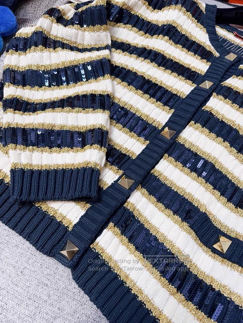 Valentino Valentino Blue spelled yellow and white sequin embroidered Size M / US 6-8 / IT 42-44 - 4 Thumbnail