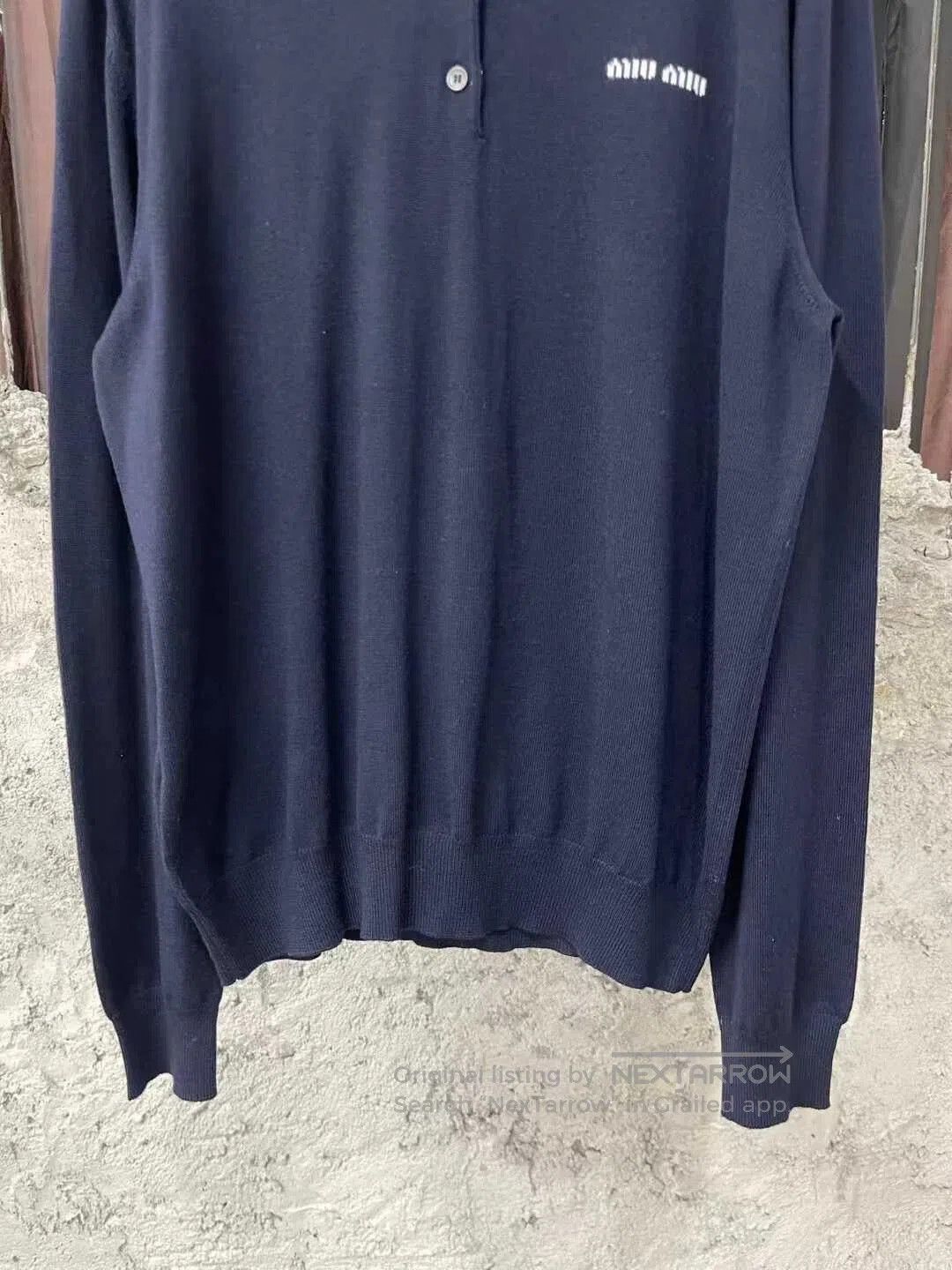 Miu Miu Miumiu Navy Long Sleeve Polo Shirt. Size L / US 10 / IT 46 - 4 Thumbnail