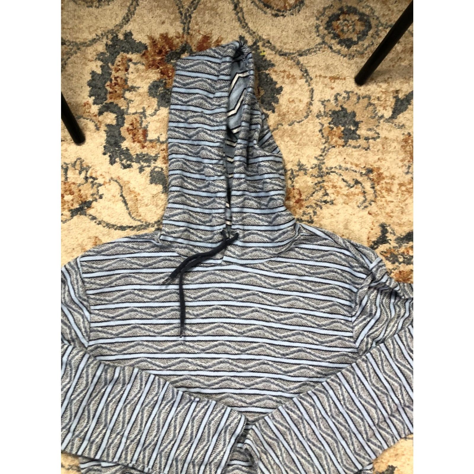 Billabong Billabong Hoodie Shirt Mens M Blue Striped Lightweight Pullover Pocket Wool? (Note: Wool not in original) Size US M / EU 48-50 / 2 - 2 Thumbnail