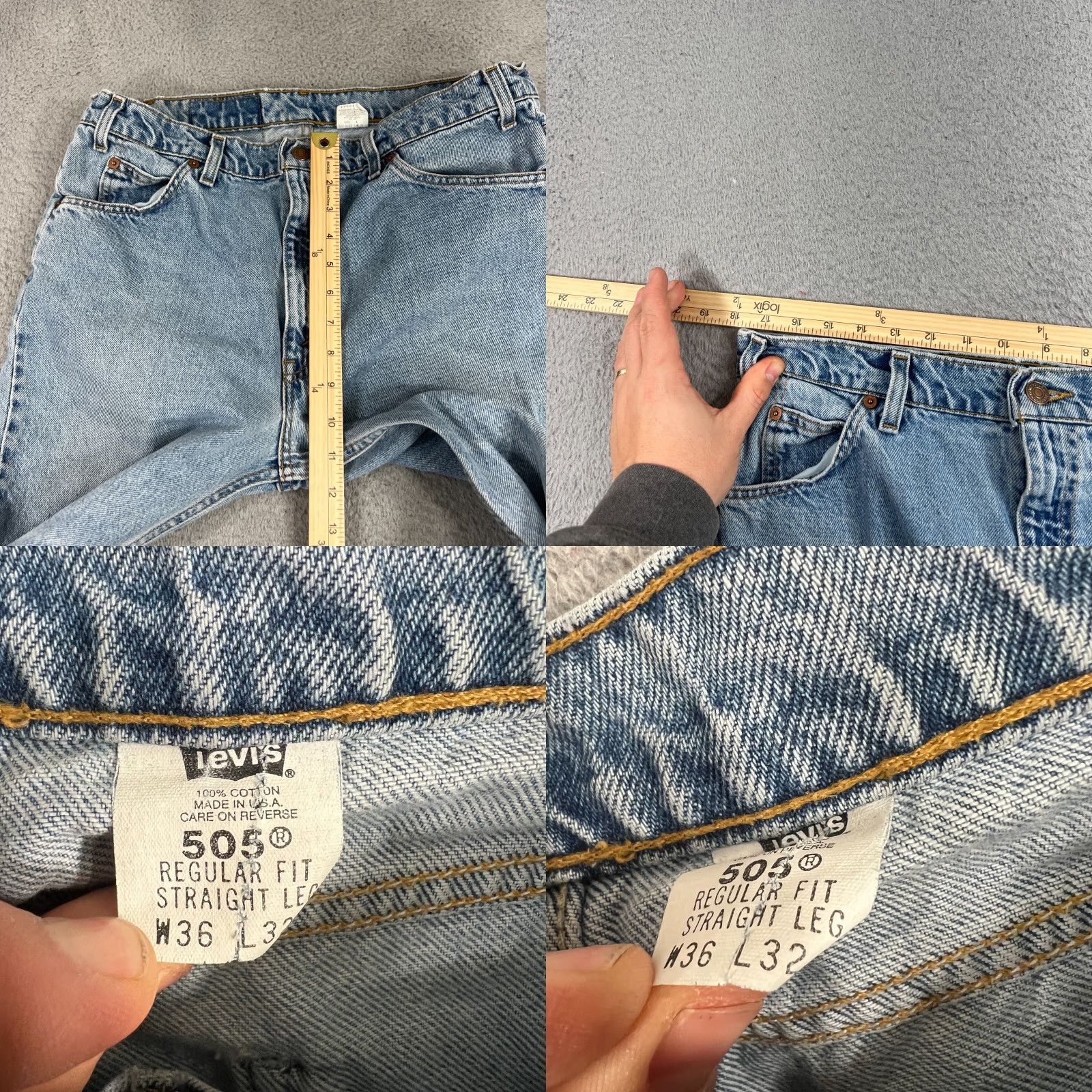 Levi's VINTAGE Levi's Denim Jeans 505 Mens 36x32 Made USA Relaxed Straight Blue 90s Orange Tab Mens Size US 36 / EU 52 - 8 Thumbnail