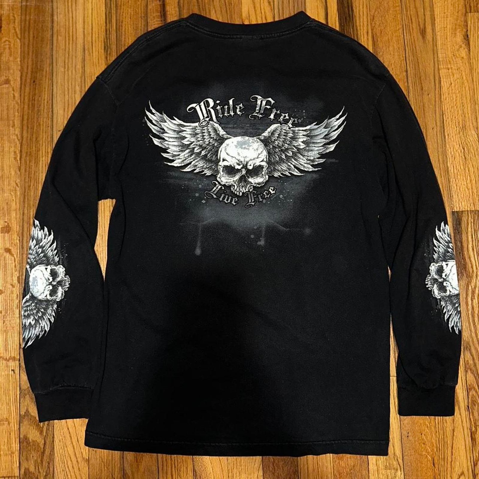 Harley Davidson × Vintage Vintage HOT LEATHERS Skull LS T Shirt Harley Davidson size L Size US L / EU 52-54 / 3 - 8 Thumbnail