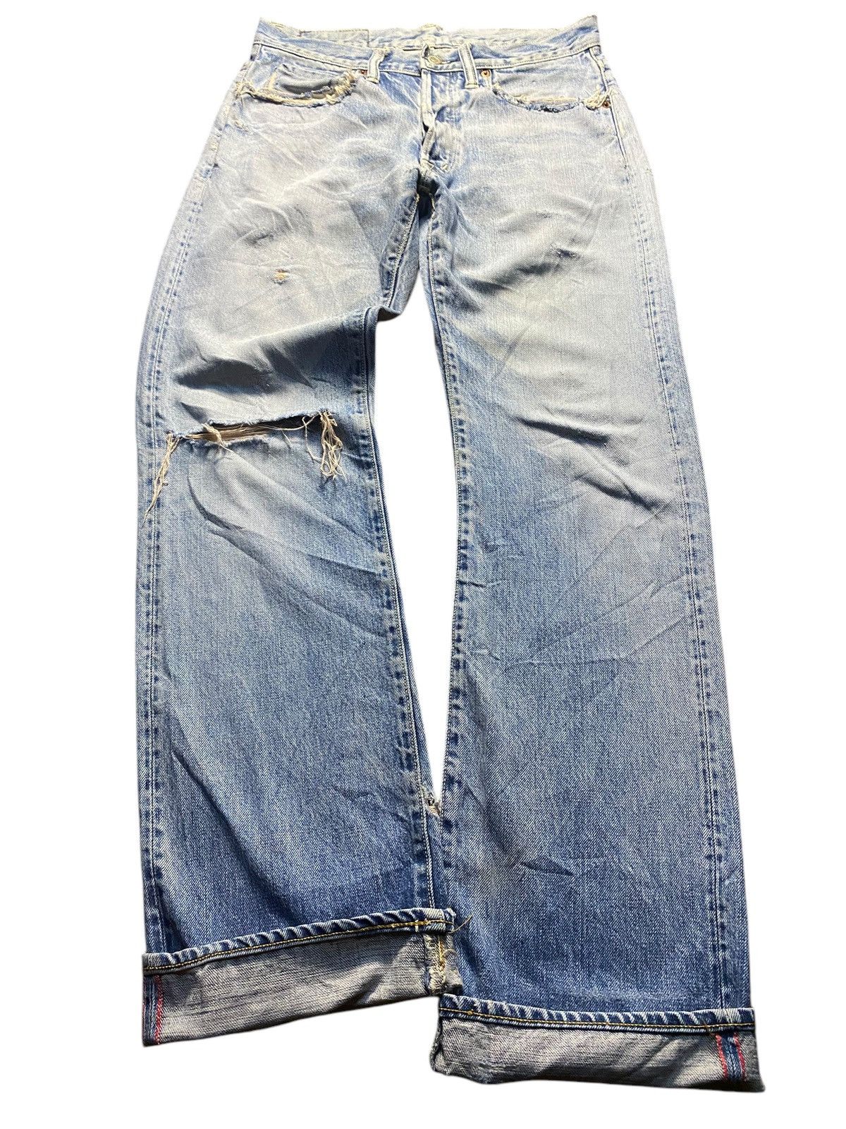 Visvim Vintage Blue Blue Japan HR Market Selvedge Distressed Jeans Size US 30 / EU 46 - 1 Thumbnail