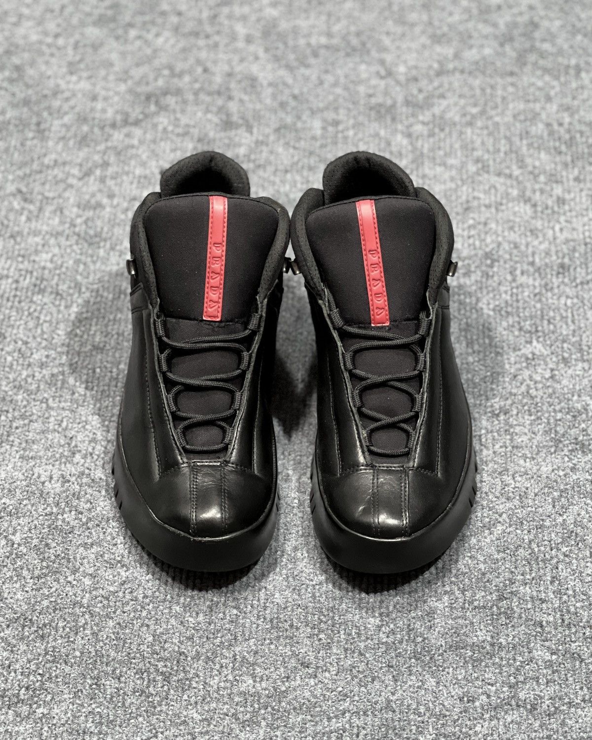 Prada PRADA 2000's Black 3T Leather & Nylon Hi Top Sneaker Size US 6 / EU 39 - 3 Thumbnail