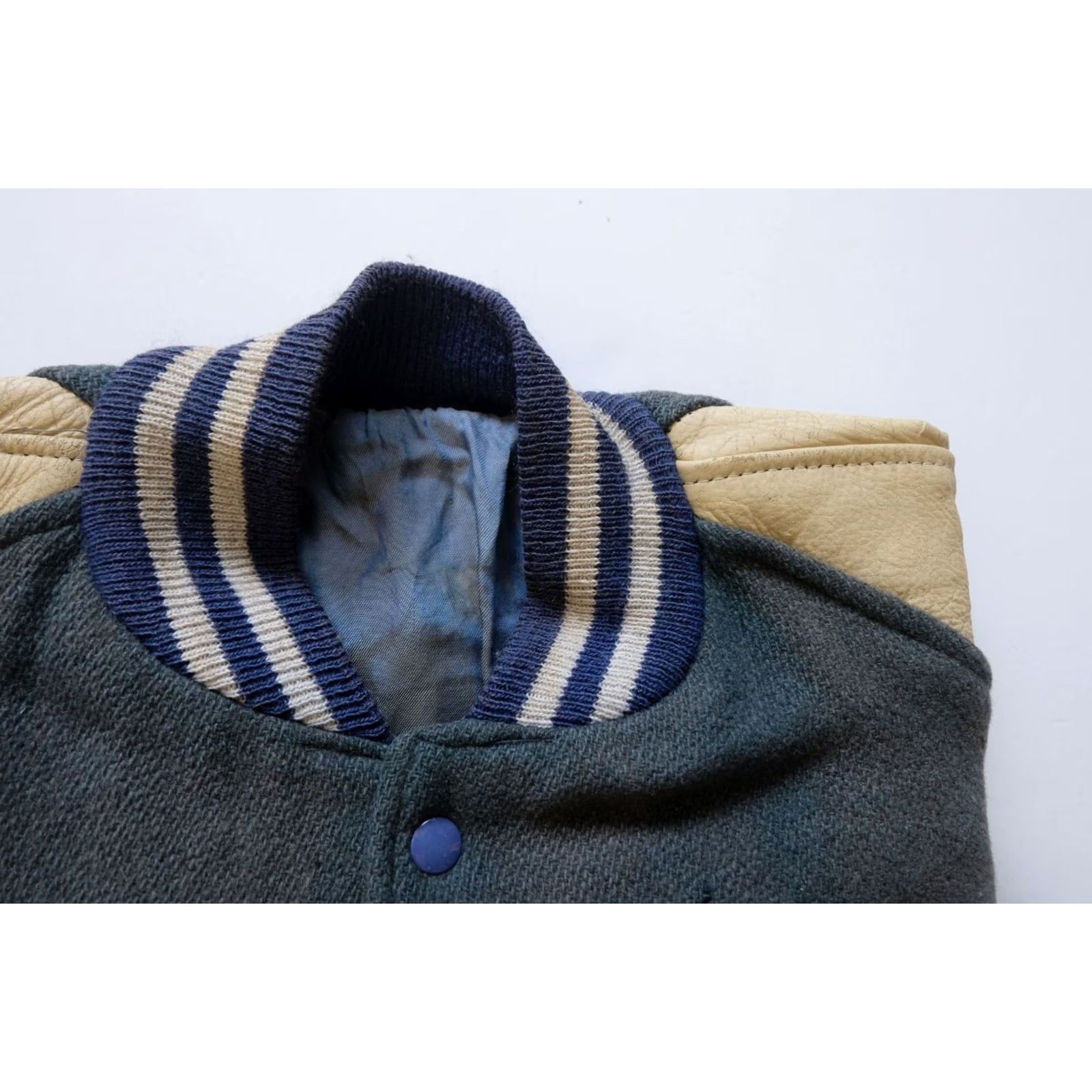 Coach VINTAGE COACH LEATHER VARSITY JACKET WOOL DISTRESSED GREEN BLANK 70s 80s Mens Size US XXS / EU 40 - 5 Thumbnail