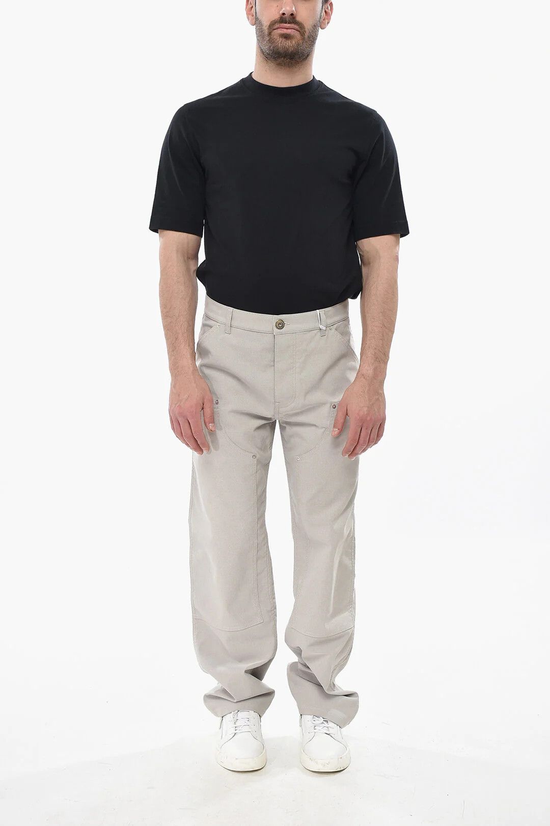 Salvatore Ferragamo og1mm0426 Cotton-Blend Pant in Beige Size US 32 / EU 48 - 4 Thumbnail