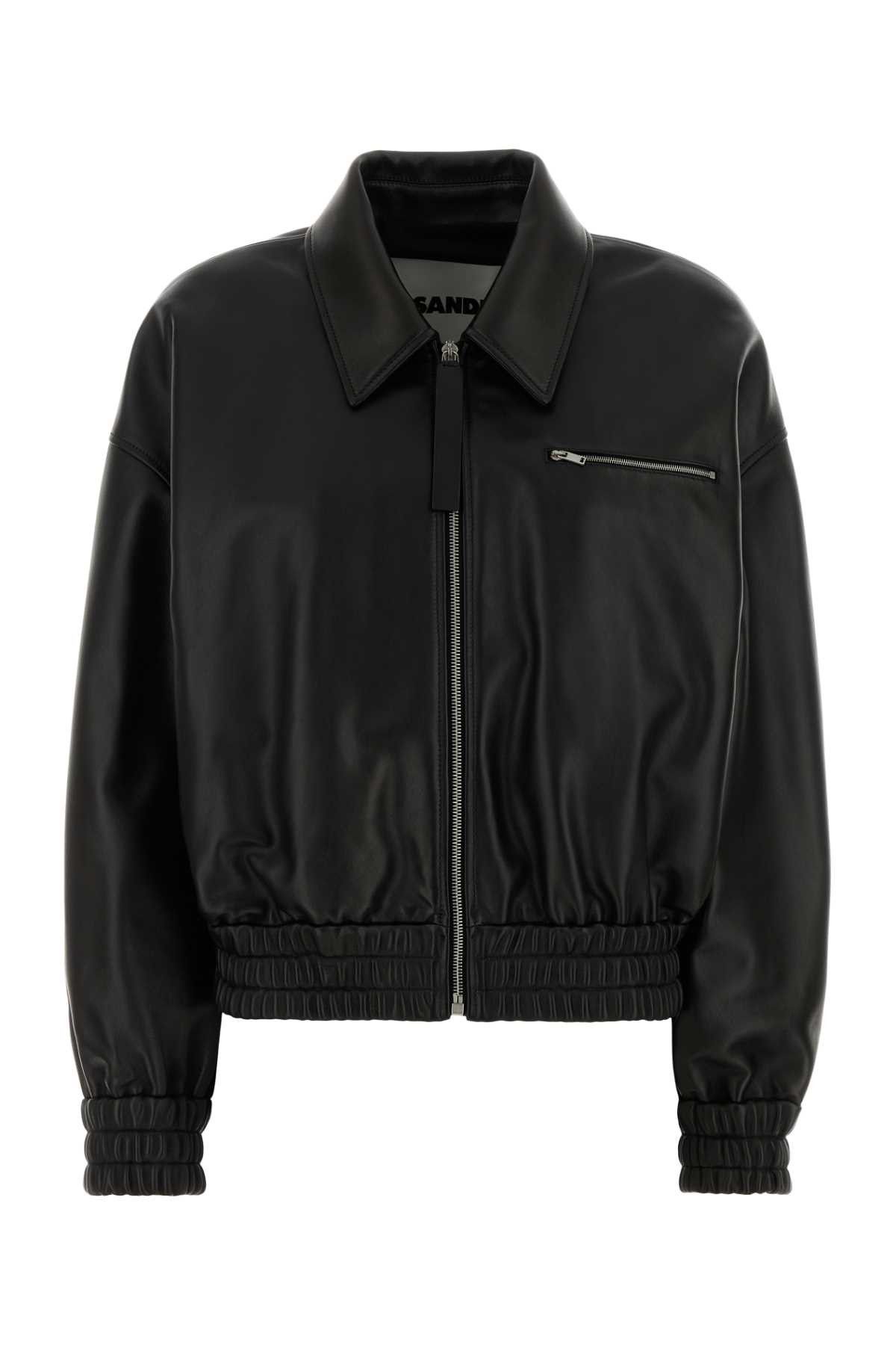 Jil Sander Black Leather Jacket Size S / US 4 / IT 40 - 1 Thumbnail