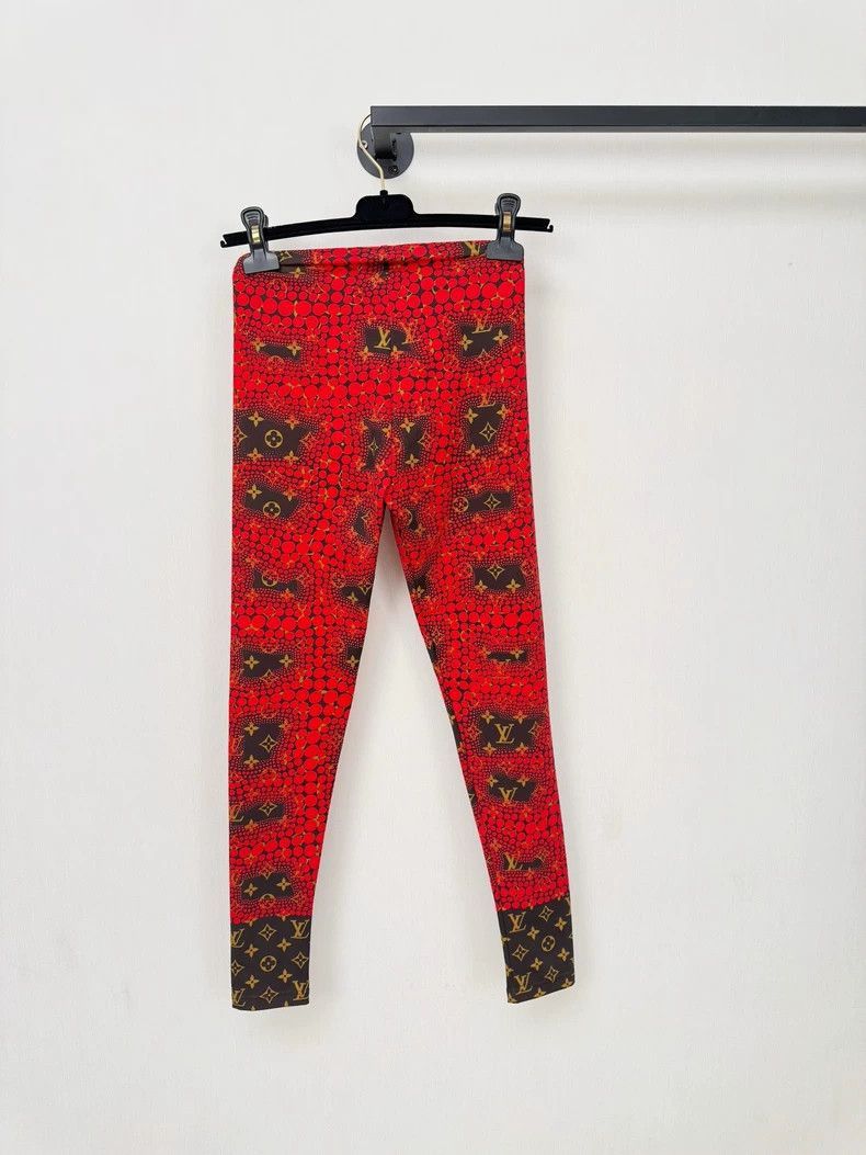 Louis Vuitton Louis Vuitton Red Patterned Leggings- Size 35" - 4 Thumbnail