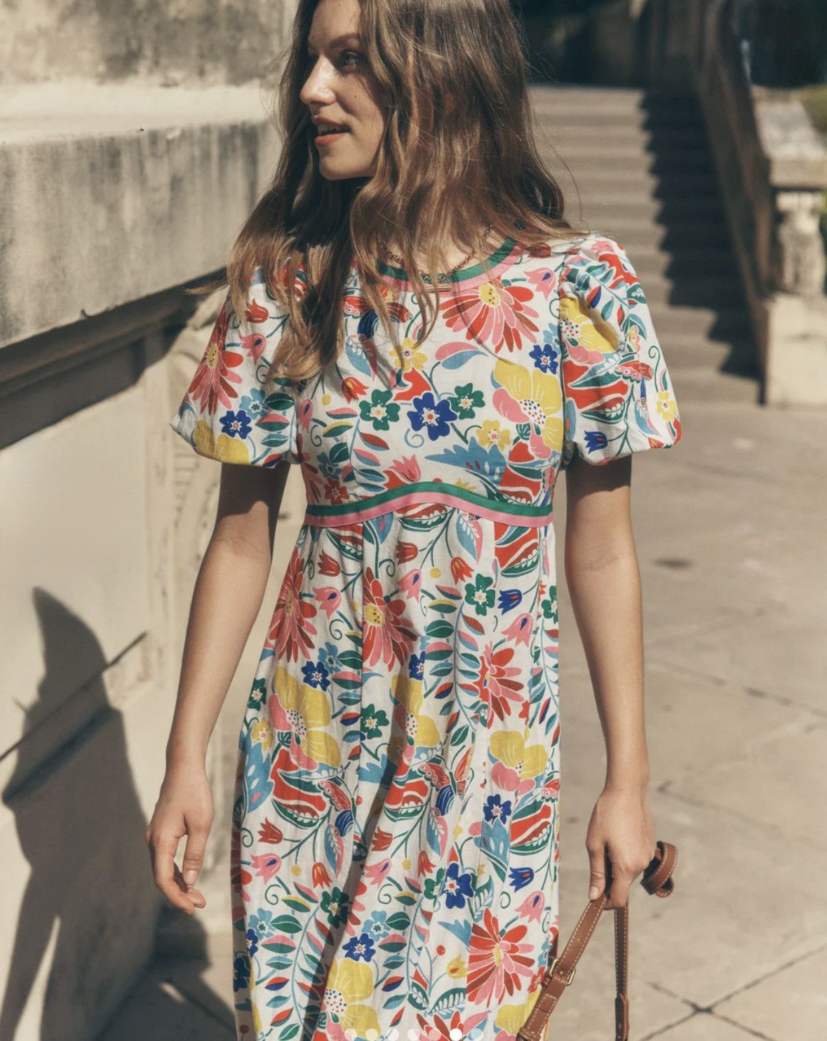 Boden Boden wild flower puff sleeve high neck midi linen cotton Size M / US 6-8 / IT 42-44 - 1 Thumbnail
