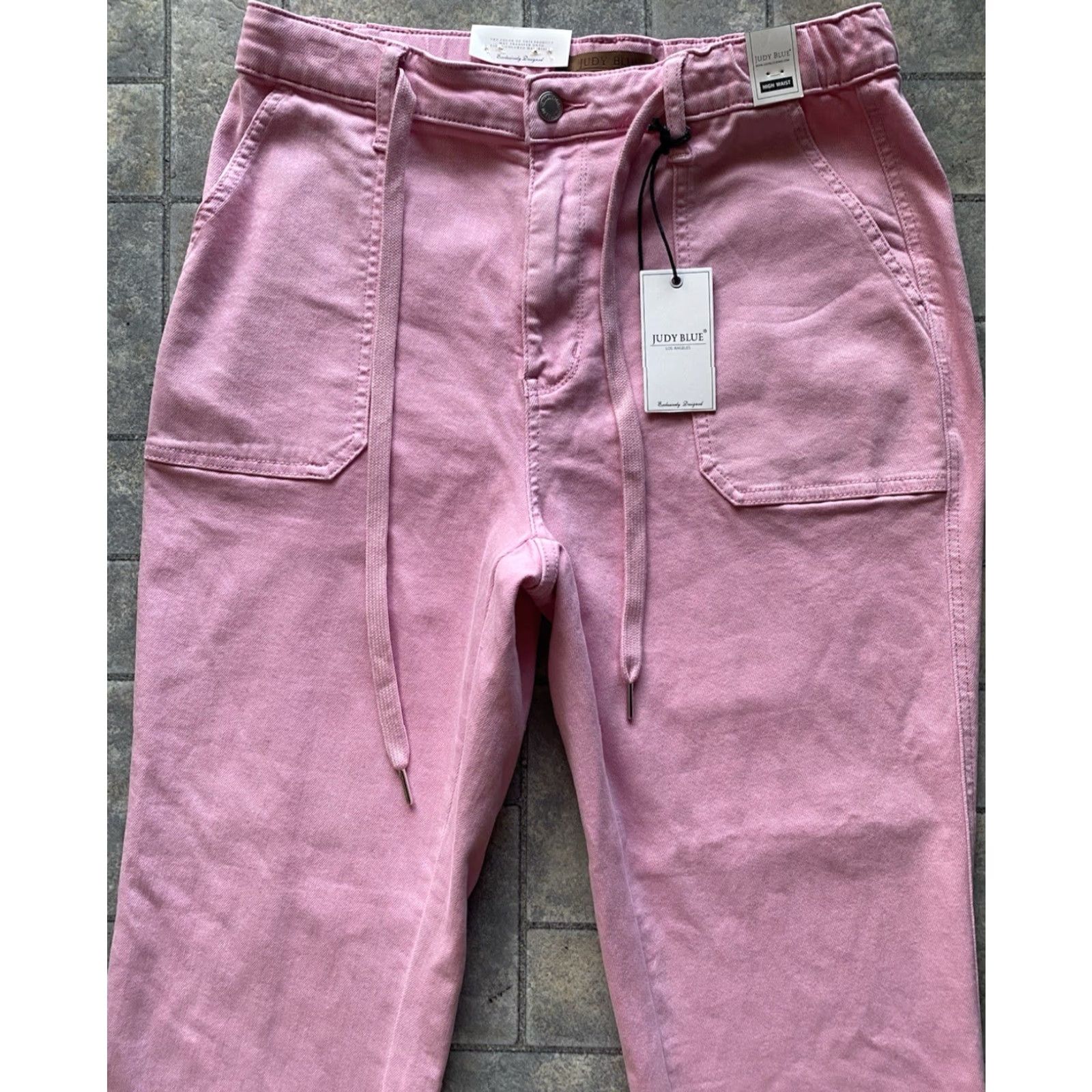 Vintage NWT NEW Judy Blue Jeans Women 11/30 Pink High Waist Garment Dyed Drawtie Pockets Stretch Jogger Size 32" / US 10 / IT 46 - 3 Thumbnail