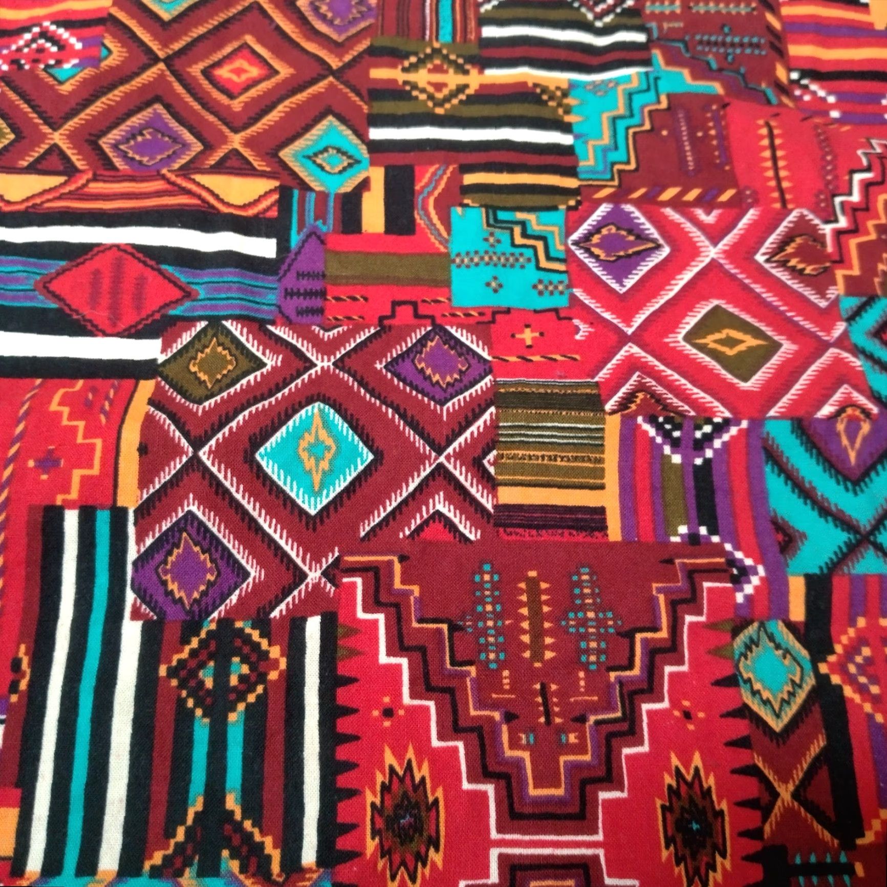 Native McCalls Skirt S Long Maxi Southwestern Native Patchwork Geometric Multicolor Cotton Woven Pocket Slits Casual Womens Size 28" / US 6 / IT 42 - 7 Thumbnail
