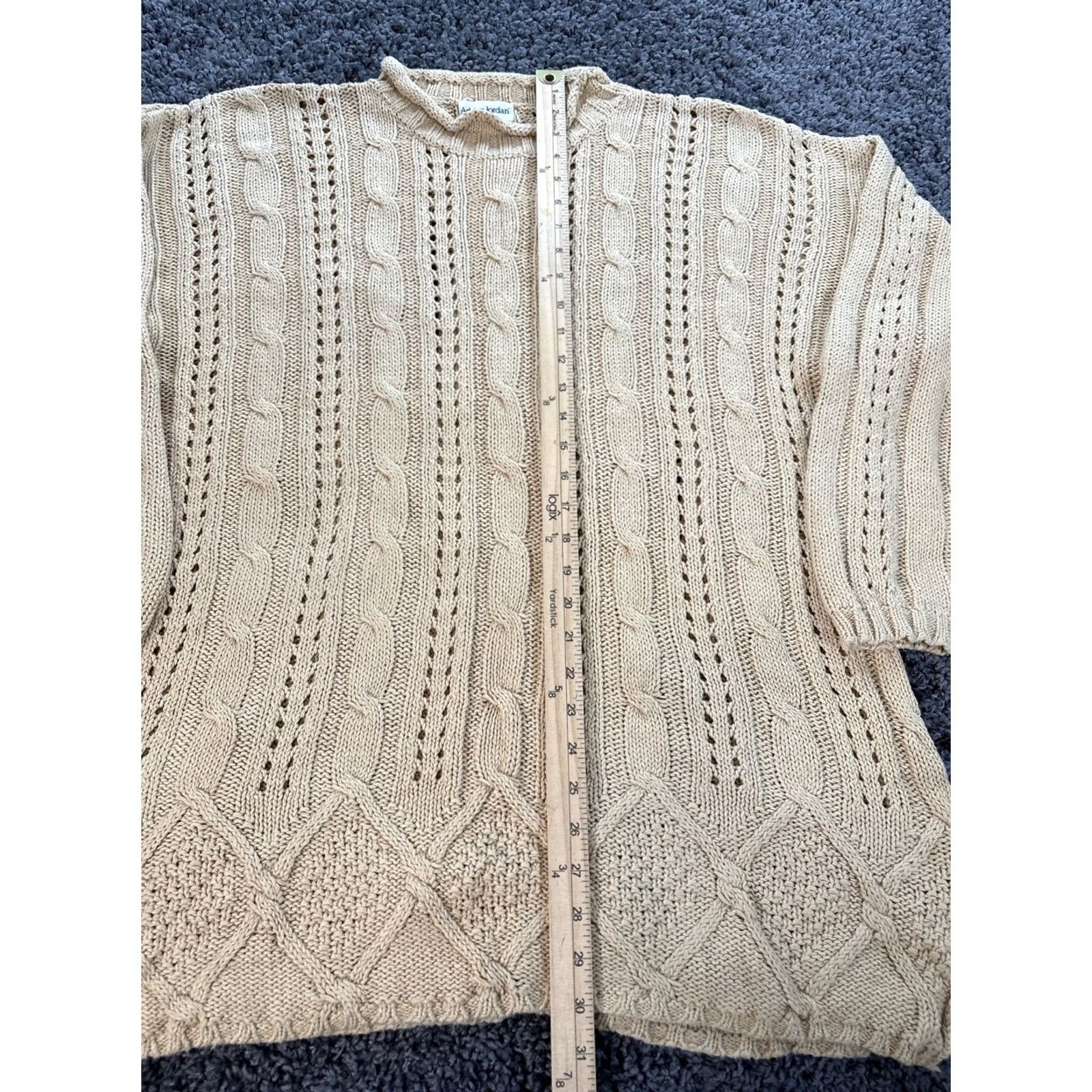 Jordan Brand VINTAGE Jordan Sweater Womens 2X High Neck Pullover 90s Fisherman Yellow Plus Cotton Ramine Chunky Size XXL / US 16-18 / IT 52-54 - 2 Thumbnail
