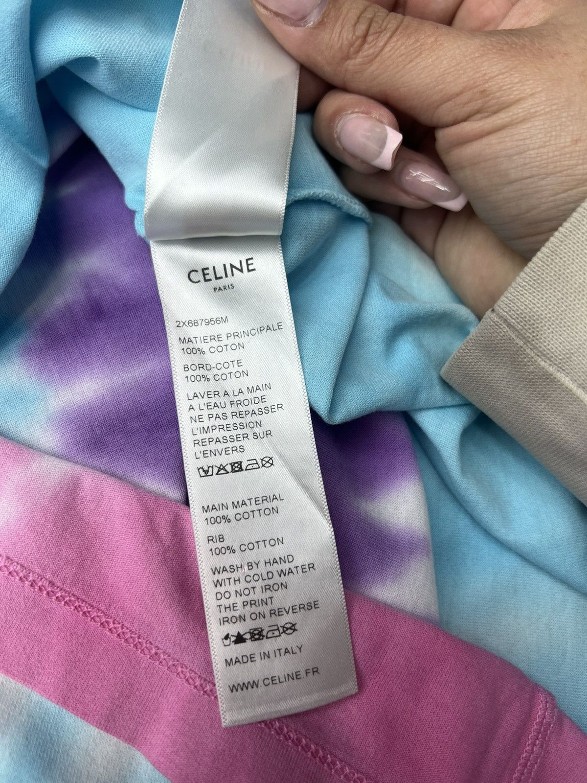 Celine Celine Multicolor Studded Logo Tee Size US XL / EU 56 / 4 - 9 Thumbnail