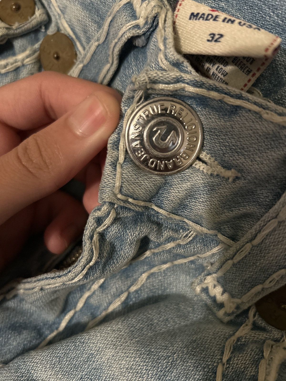 True Religion Truey Ricky Super T USA Made Natural Bleach Wash NBTZ Size US 32 / EU 48 - 5 Thumbnail