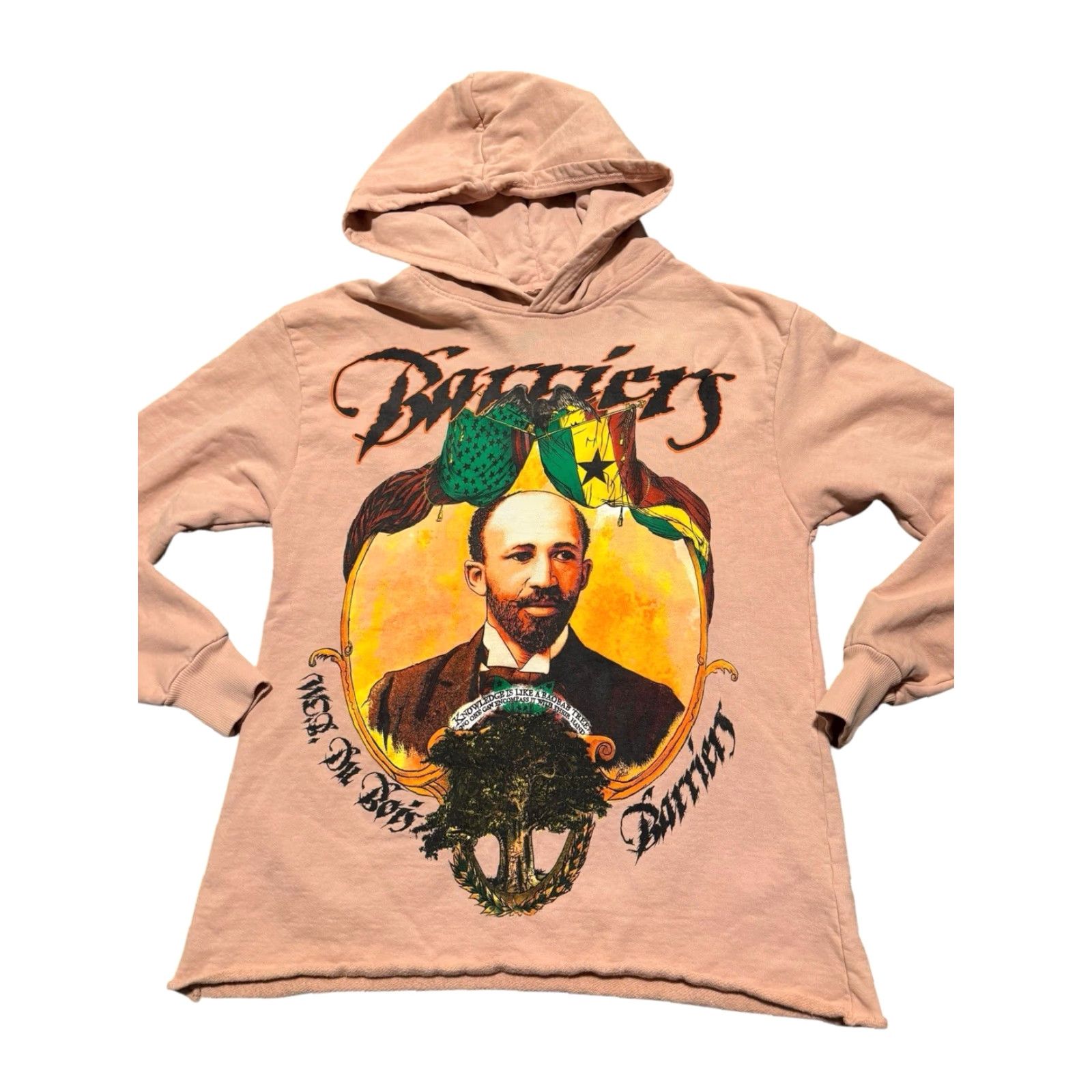 Vintage Barriers Worldwide W.E.B. Du Bois Hoodie Peach Tan Longsleeve Cropped Size M HTF Size US M / EU 48-50 / 2 - 2 Thumbnail