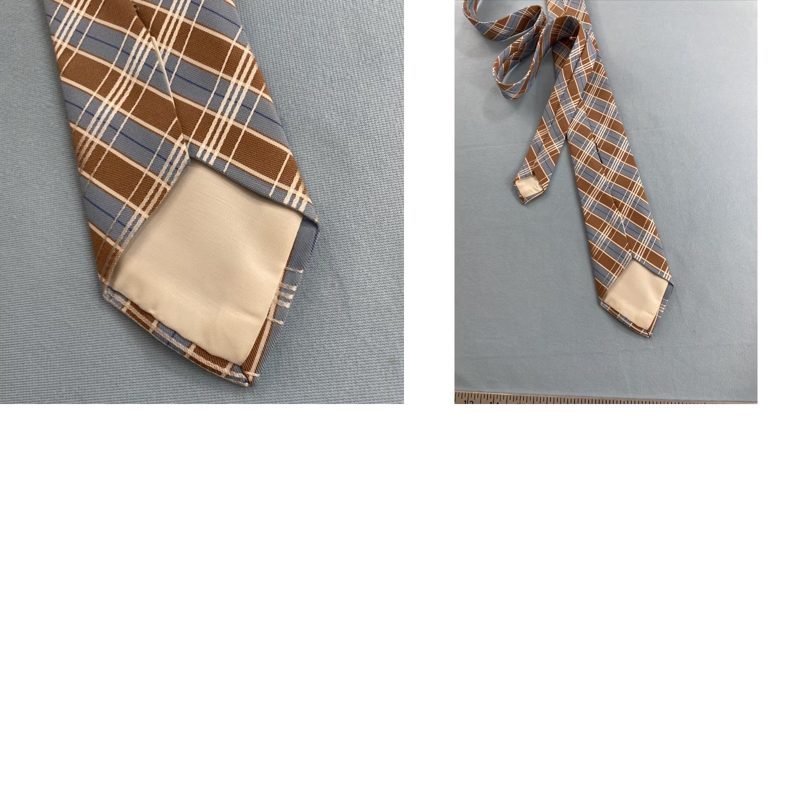 MCM VINTAGE Necktie 60s Plaid Repp Stripe Blue Rust Brown Poly Rayon MCM Exec 3x55 Capsule Tie Men Size ONE SIZE - 10 Thumbnail