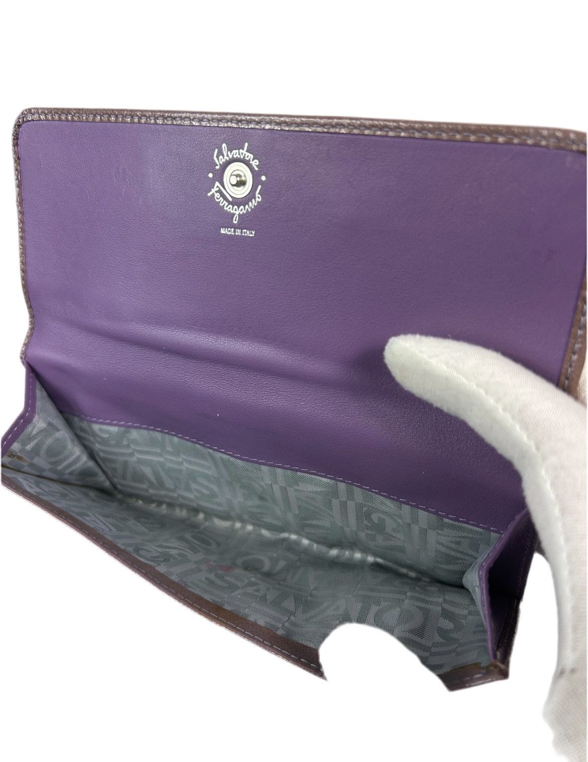 Salvatore Ferragamo Ferragamo Purple Leather Long Wallet Size ONE SIZE - 6 Thumbnail