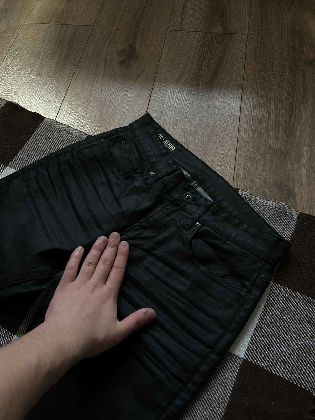 G-Star G star Raw leather black Revend skinny biker jeans Size US 31 - 4 Thumbnail
