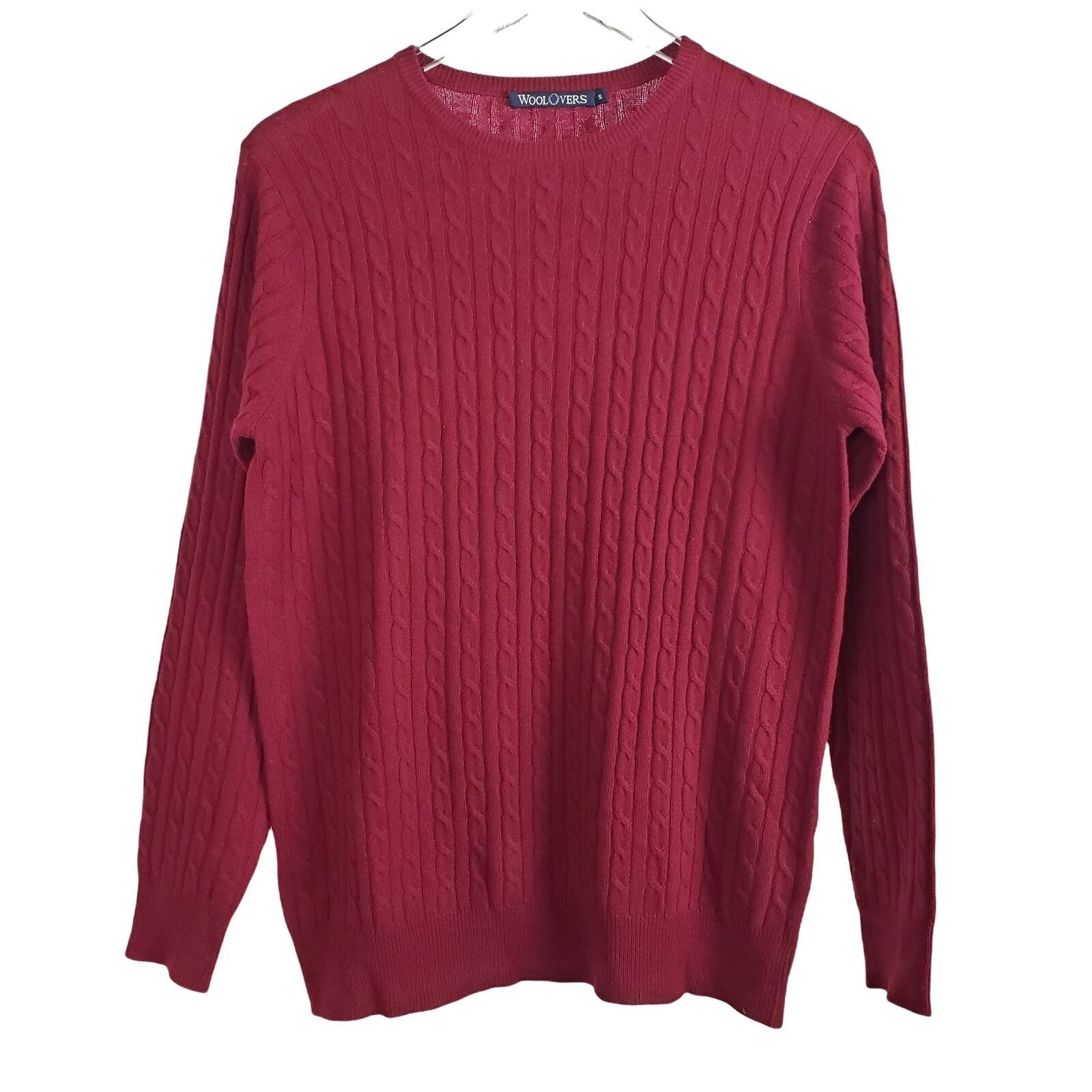 Designer Woolovers Cable Knit Sweater Womens Sz Small Red Merino Wool Size S / US 4 / IT 40 - 2 Thumbnail