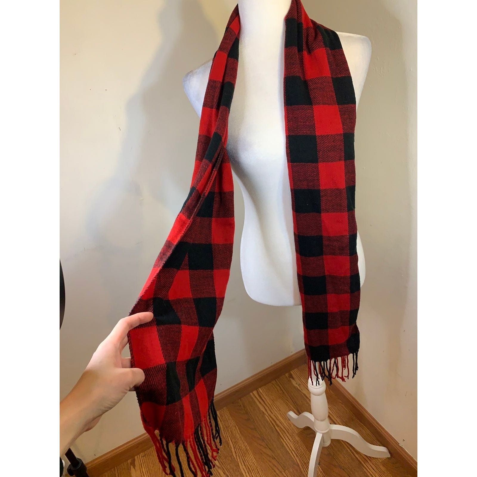 Other Womens Scarf Red Black Plaid Winter Scarf Size ONE SIZE - 6 Thumbnail