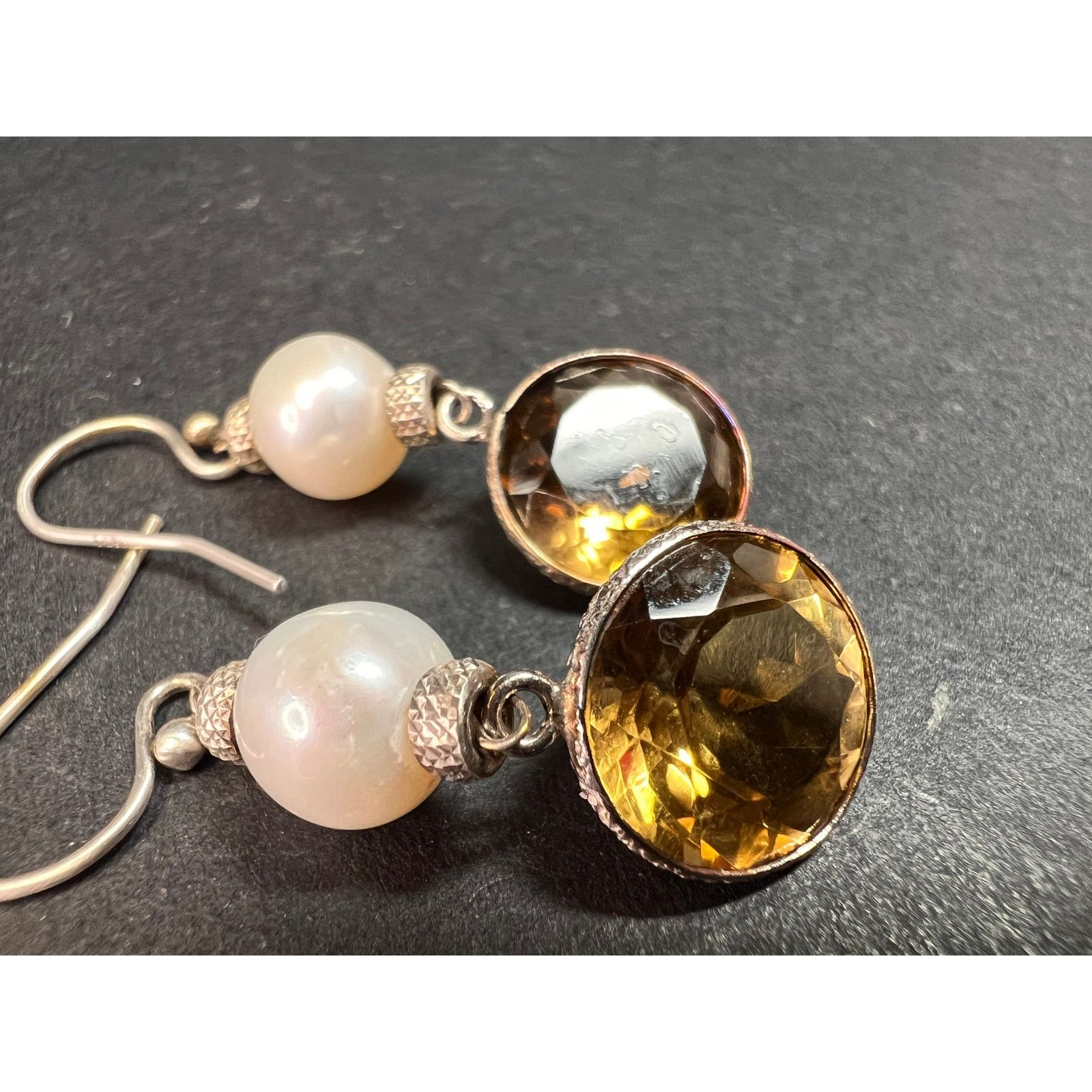 Other Citrine and pearl sterling silver dangle earrings Size ONE SIZE - 23 Thumbnail