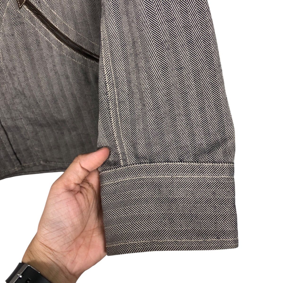 Beams Plus Vintage Wool Herringbone Biker Jacket Cei Beams Issey Miyake Size US L / EU 52-54 / 3 - 16 Thumbnail