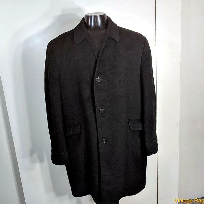 image of Vintage Golden Eagle VTG Pakasha Cashmere Coat Overcoat Mens Size XL 46 Black in White