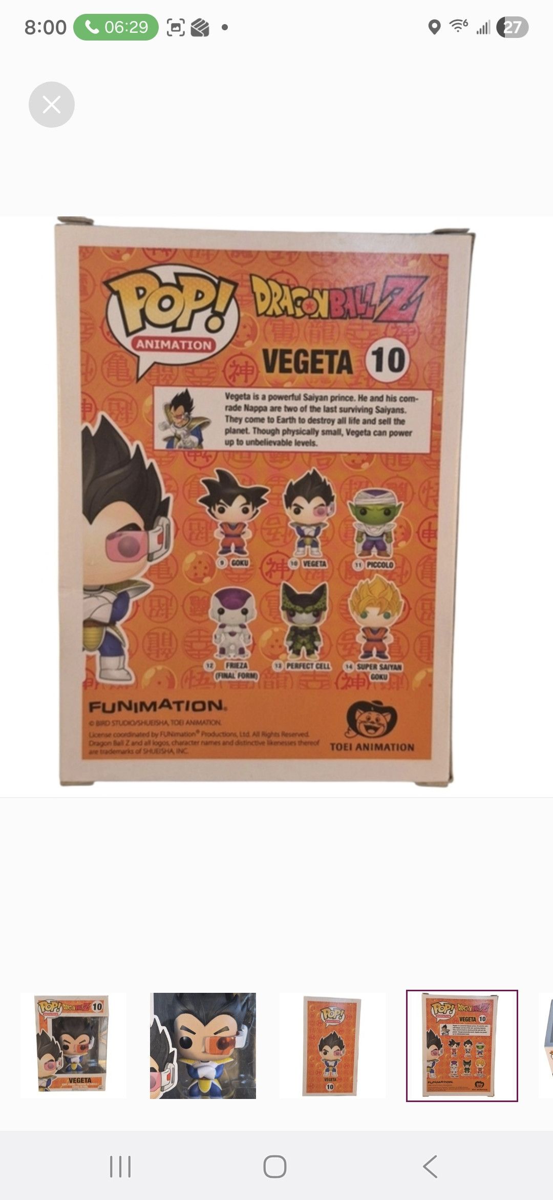 Other Funko × Dragon Ball Z VEGETA Funko POP Vinyl Figure Size ONE SIZE - 4 Thumbnail