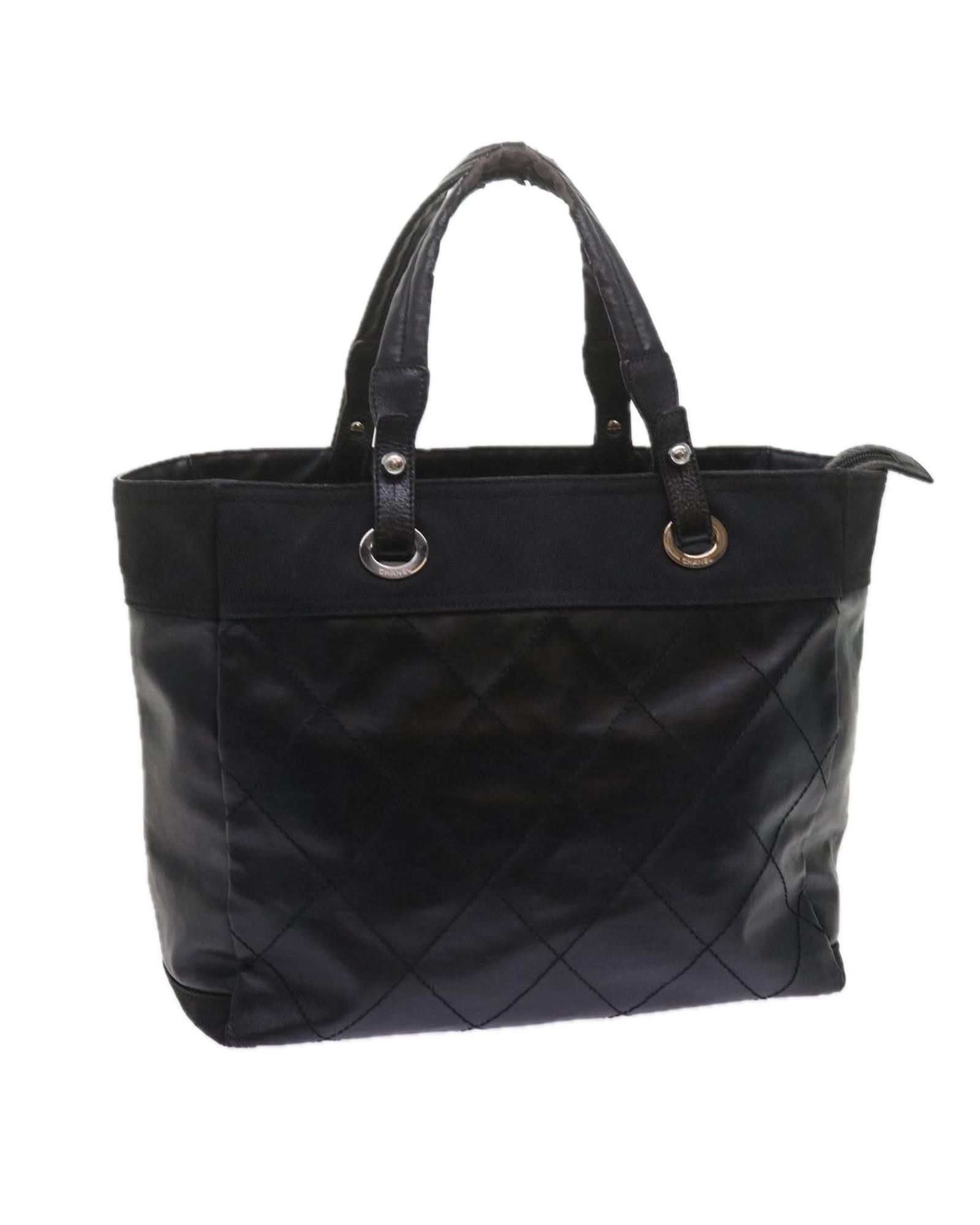 image of Coated Canvas Black Tote Bag With Cc Logo By Chanel, Women's