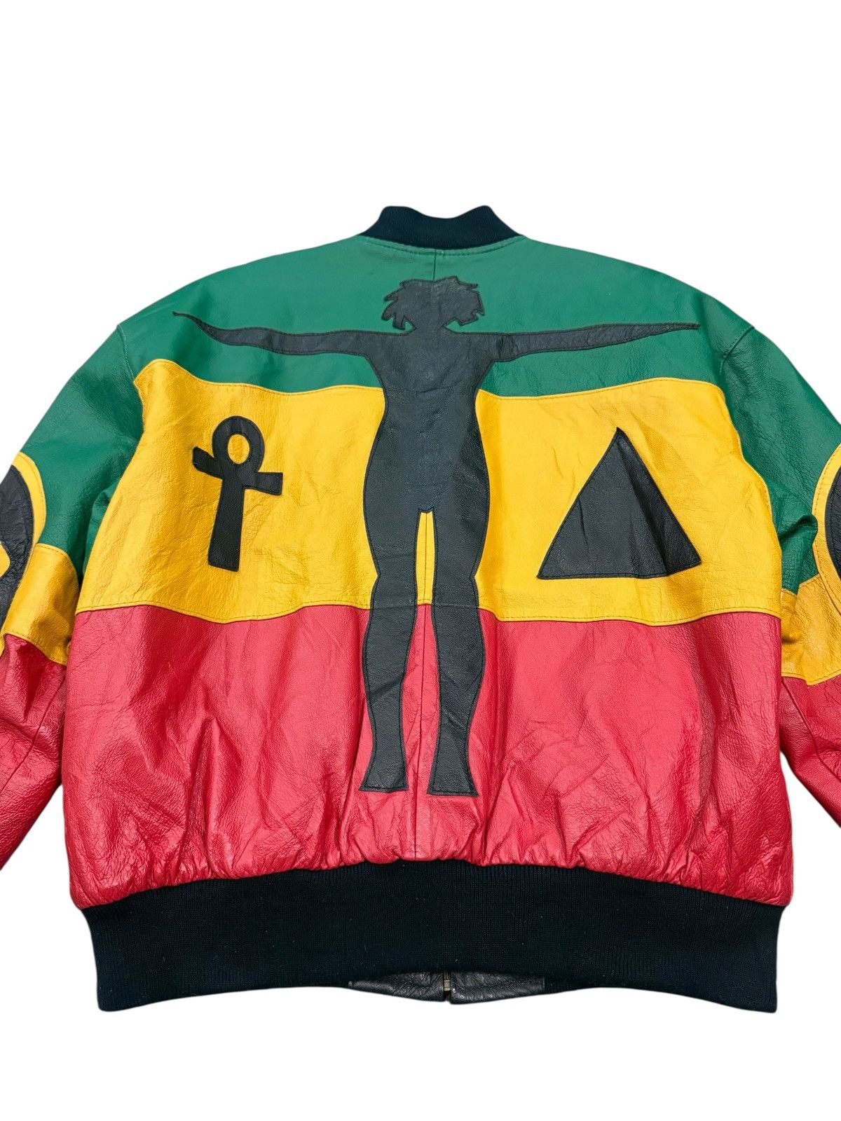 Michael Hoban RARE VINTAGE MICHAEL HOBAN RASTA LEATHER BOMBERS JACKET Size US M / EU 48-50 / 2 - 11 Thumbnail