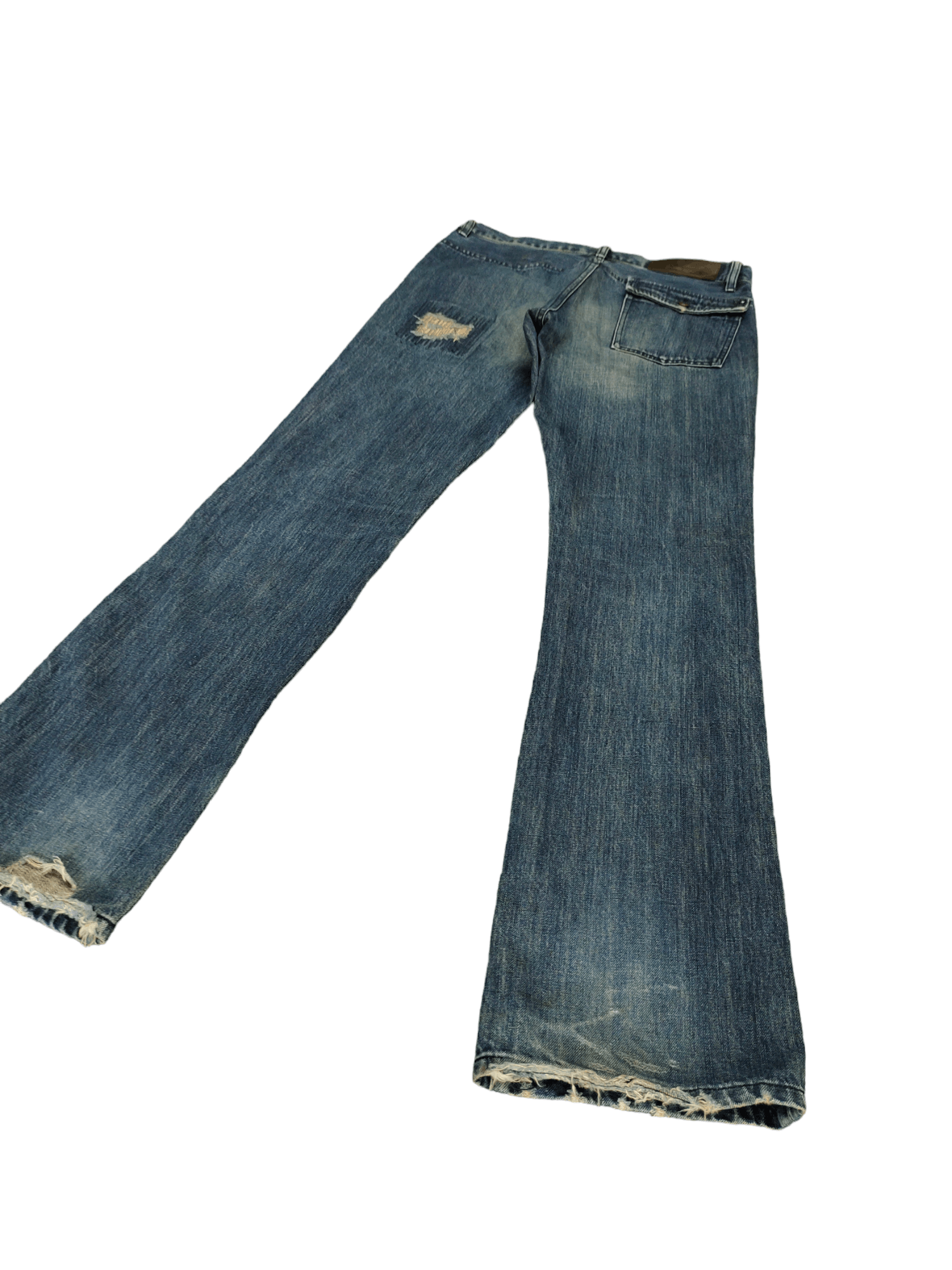 Le Grande Bleu (L.G.B.) Flare Jeans Portrait Japan Sew Distress Denim Bootcut Y2k Size US 33 - 11 Thumbnail