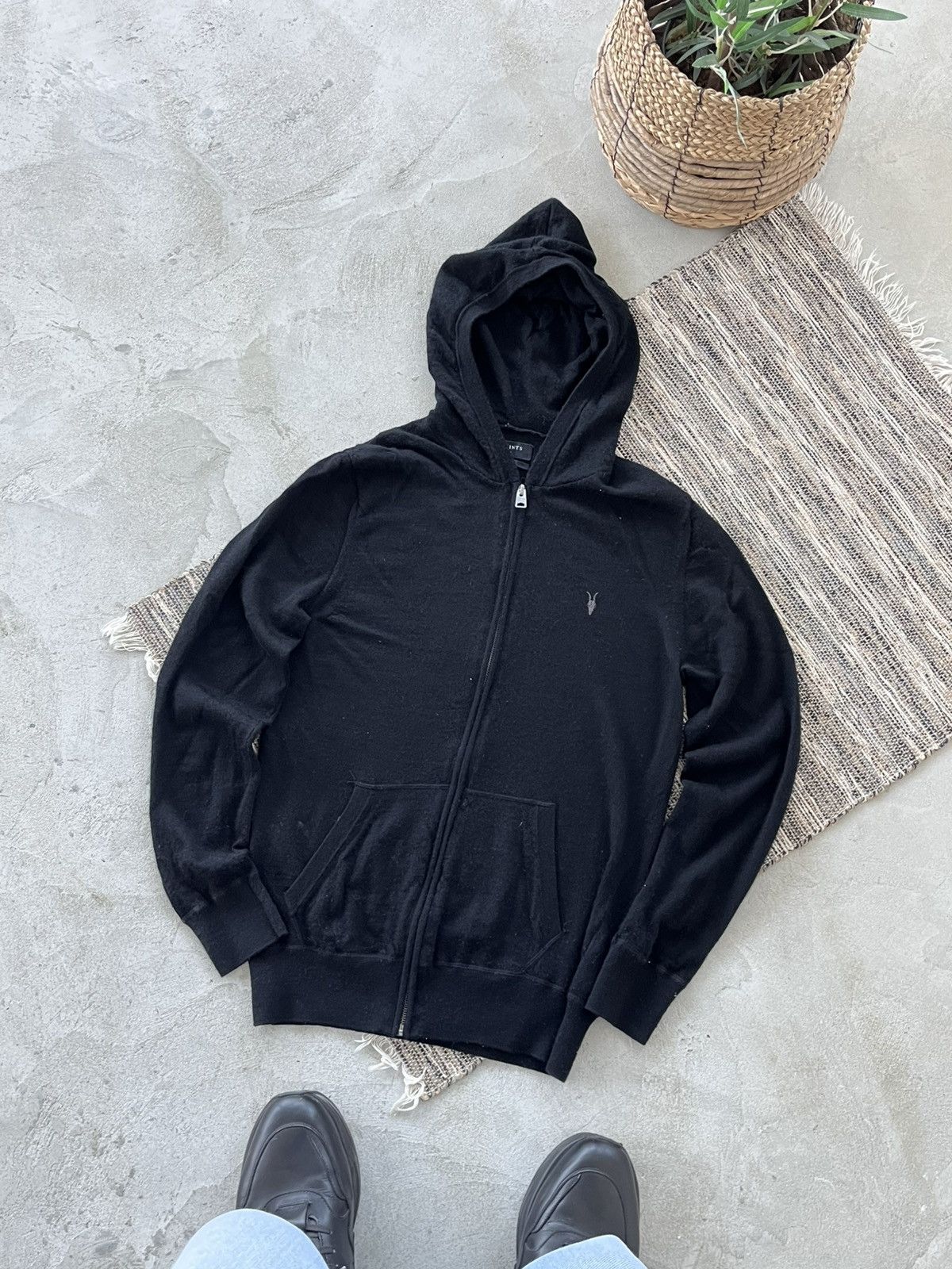 Allsaints Vintage Allsaints Black Merino Wool Zip Hoodie Punk Opium Size US M / EU 48-50 / 2 - 2 Thumbnail