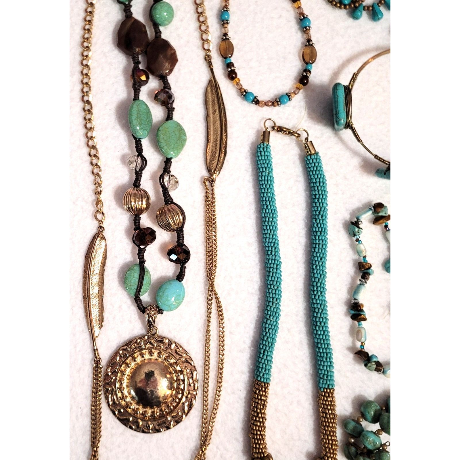 Other Hippie Boho Necklace Bracelet Earrings Lot Faux Turquoise Size ONE SIZE - 7 Thumbnail