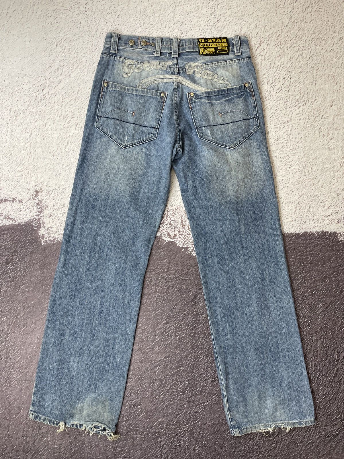G-Star G-Star Raw vintage Elwood big logo distressed denim jeans Size US 31 - 10 Thumbnail