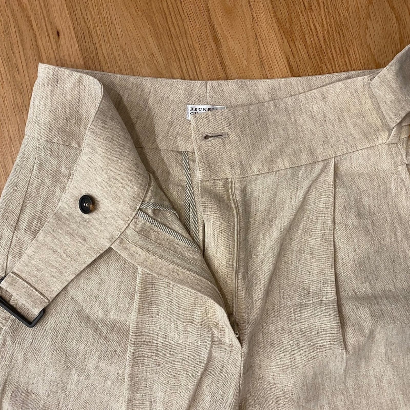 Brunello Cucinelli Brunello Cucinelli High Rise Belted Linen Blend Pants - 4 Size 27" / US 4 / IT 40 - 3 Thumbnail