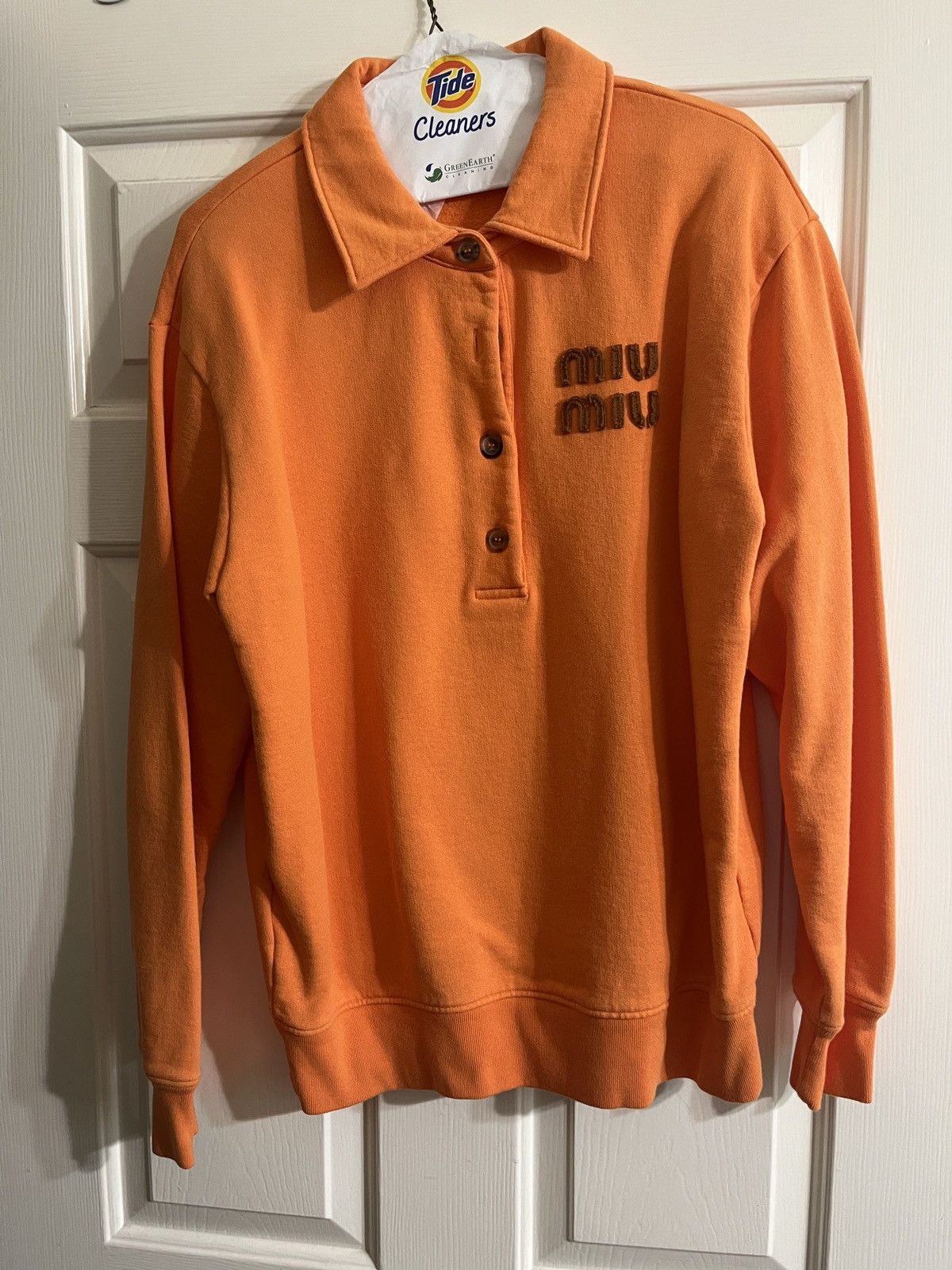 Pre-owned Miu Miu Oversized Long Sleeve Polo In Orange