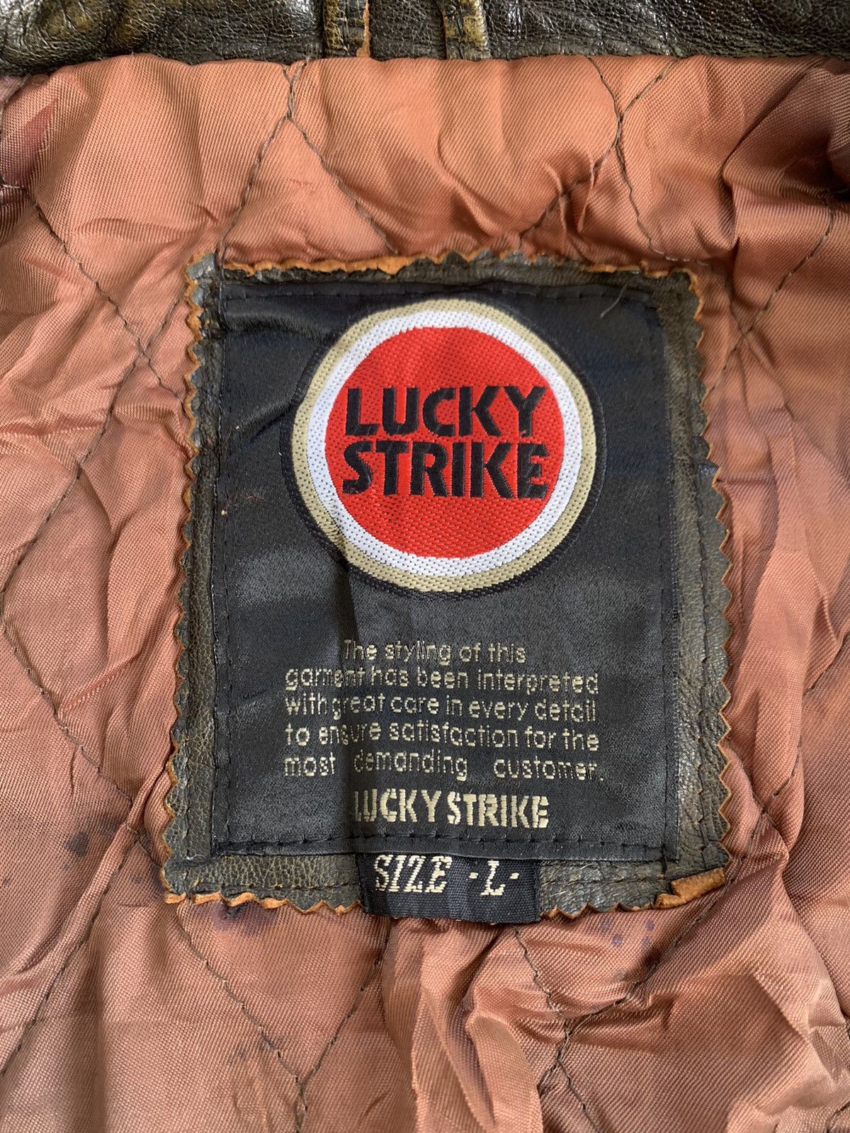 Lucky Brand Vtg Lucky Strike Embossed Logo Leather Jacket Size US L / EU 52-54 / 3 - 16 Thumbnail